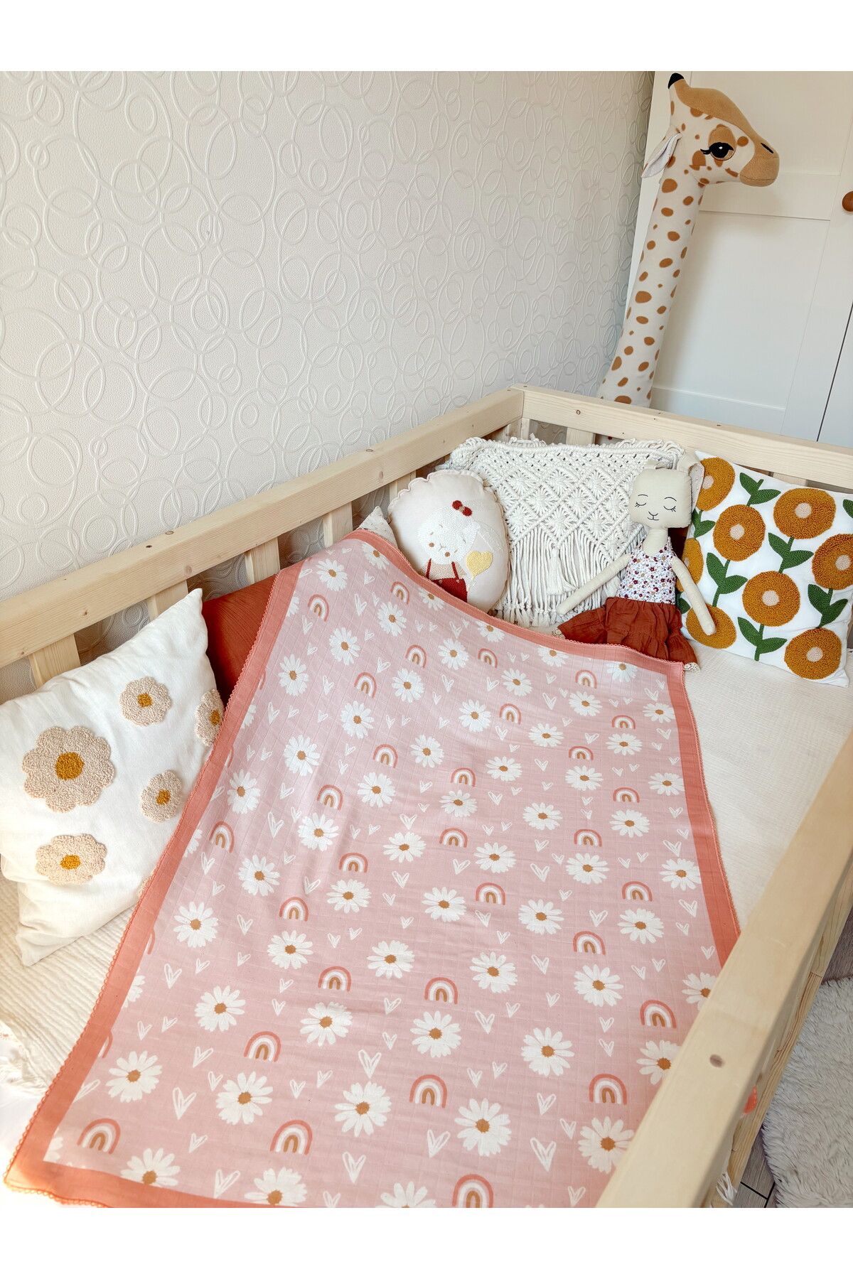 Cloudy-Premium Muslin Blanket, 306- Daisy Swaddle Blanket, 75X95 cm Baby & Newborn Blanket 2