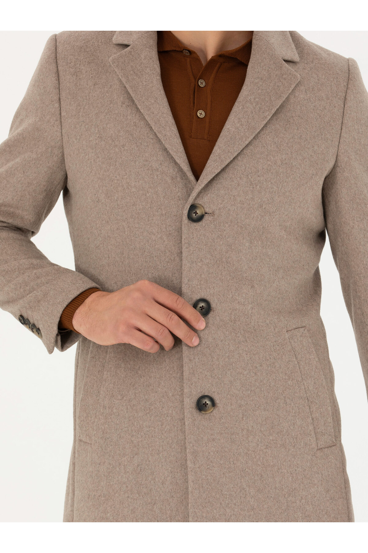Cacharel Vizon Yün Karışımlı Ex.Slim Fit Palto 50274045-VR052 görsel 7