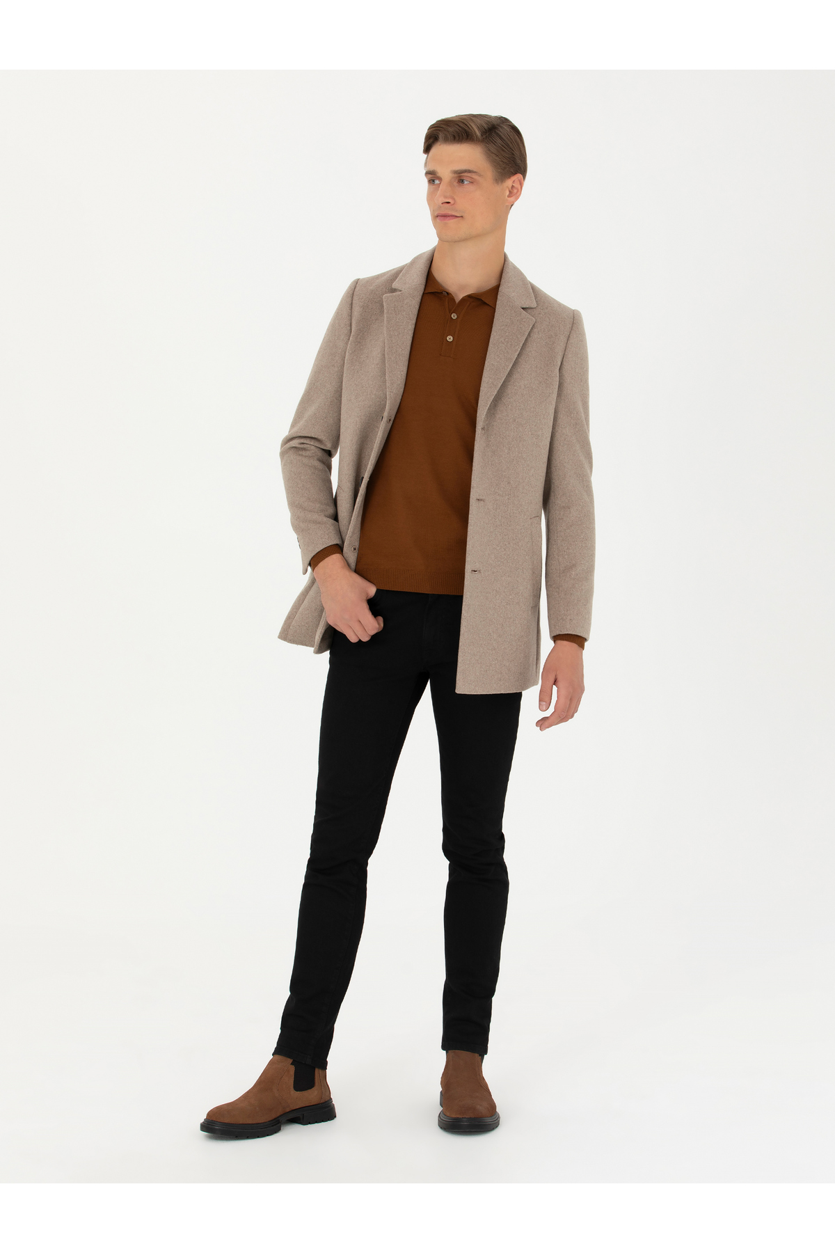 Cacharel Vizon Yün Karışımlı Ex.Slim Fit Palto 50274045-VR052 görsel 5