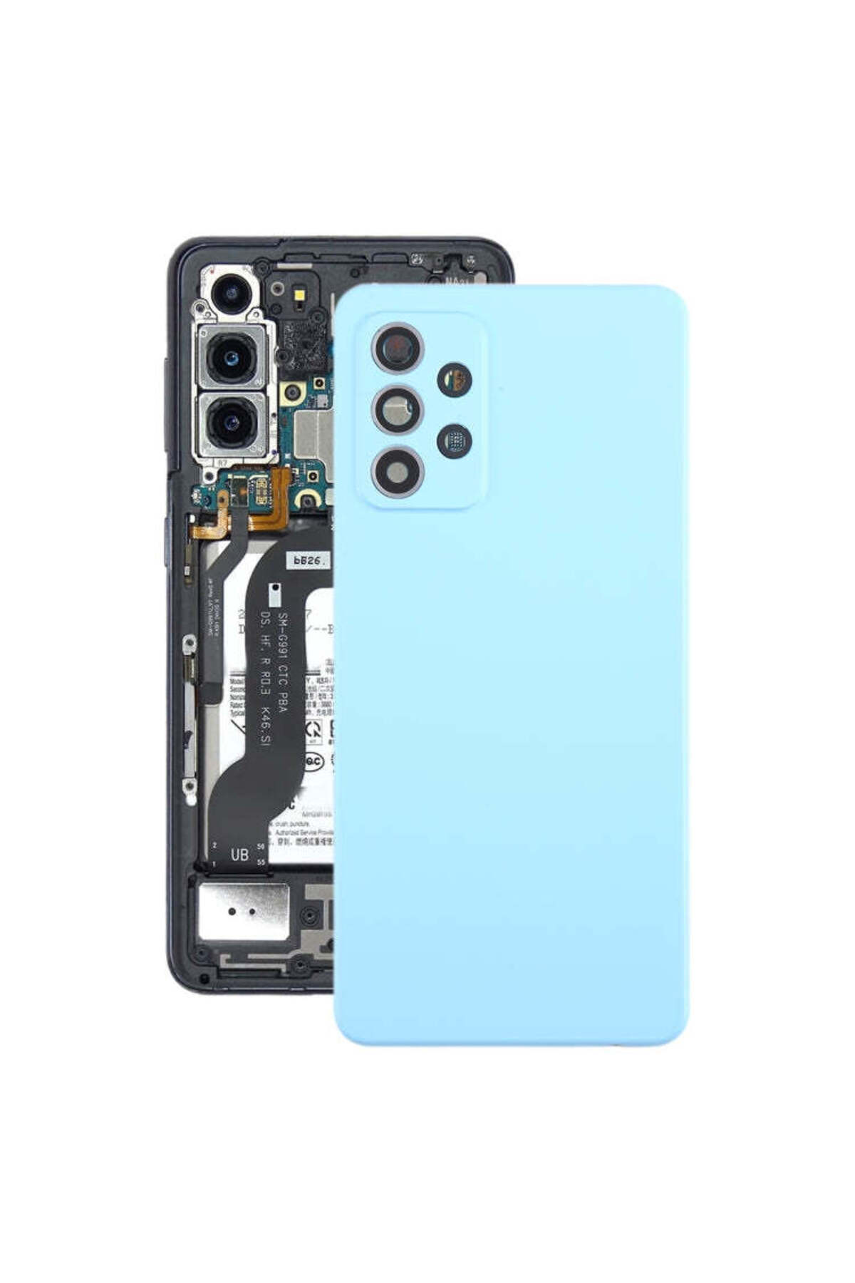 indirimplus Samsung Galaxy A52 5G / A52 4G Arka Kapak Pil Kapağı, Kamera Lensi Çerçeveli ile  (Mavi)
