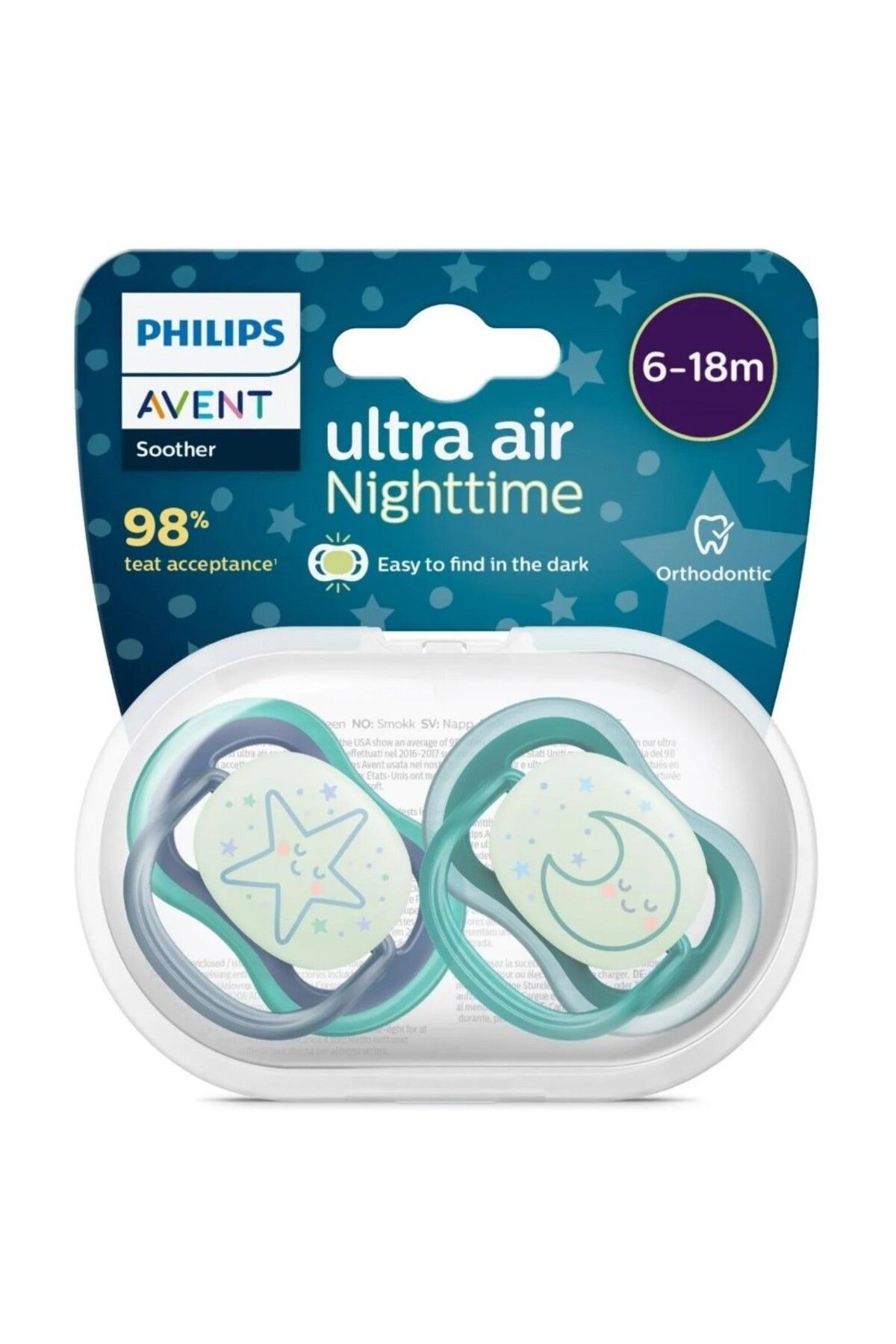 AVENT Philips Avent Ultra Air Night Karanlıkta Parlar Gece Emziği 6-18 ay Erkek SCF376/13