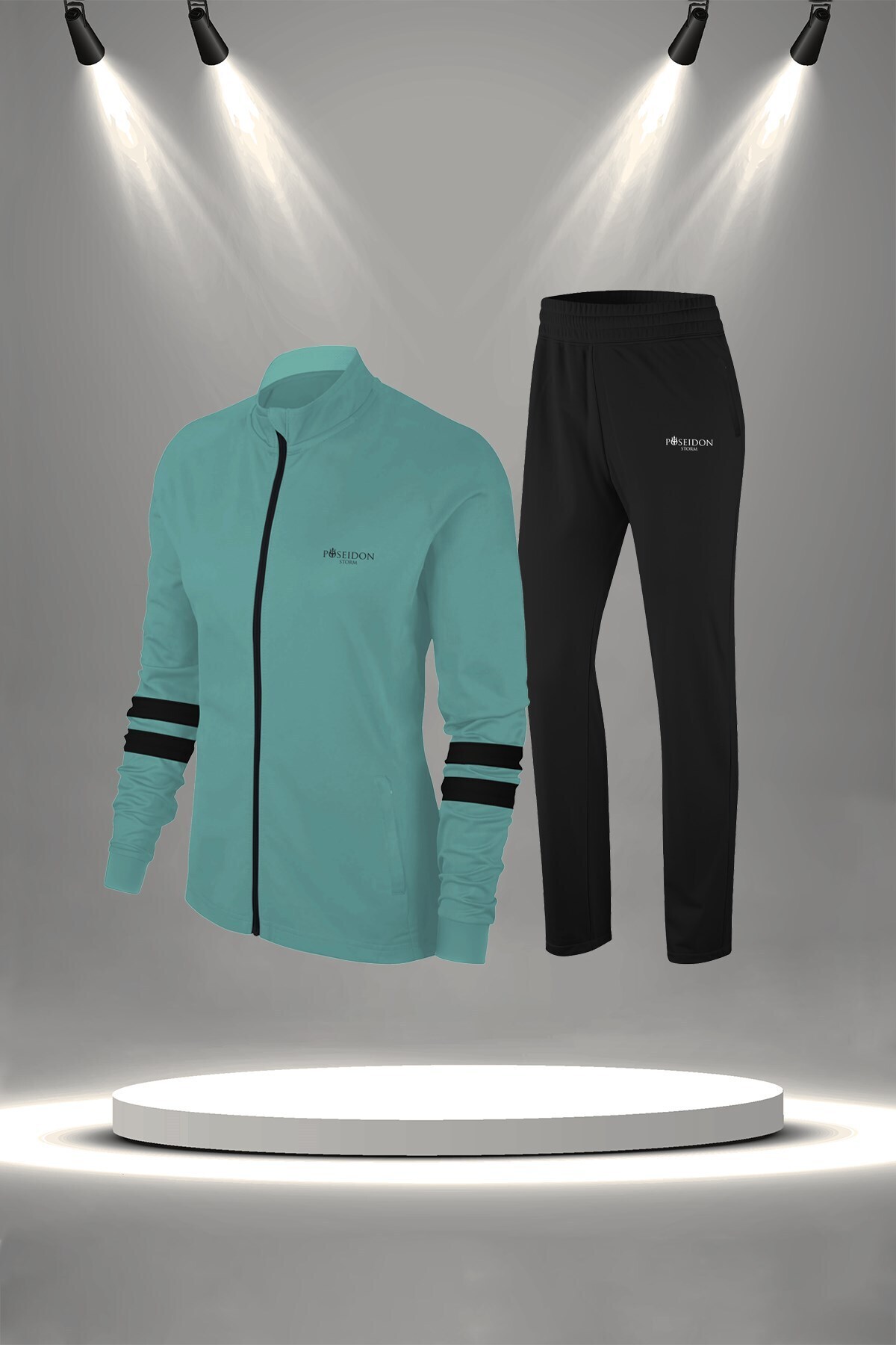 پوزایدون استورم لباس ورزشی شیک زنانه، کتان شانه شده سوپرا، تنفس پذیر، سبز آبی، (S-3XL)