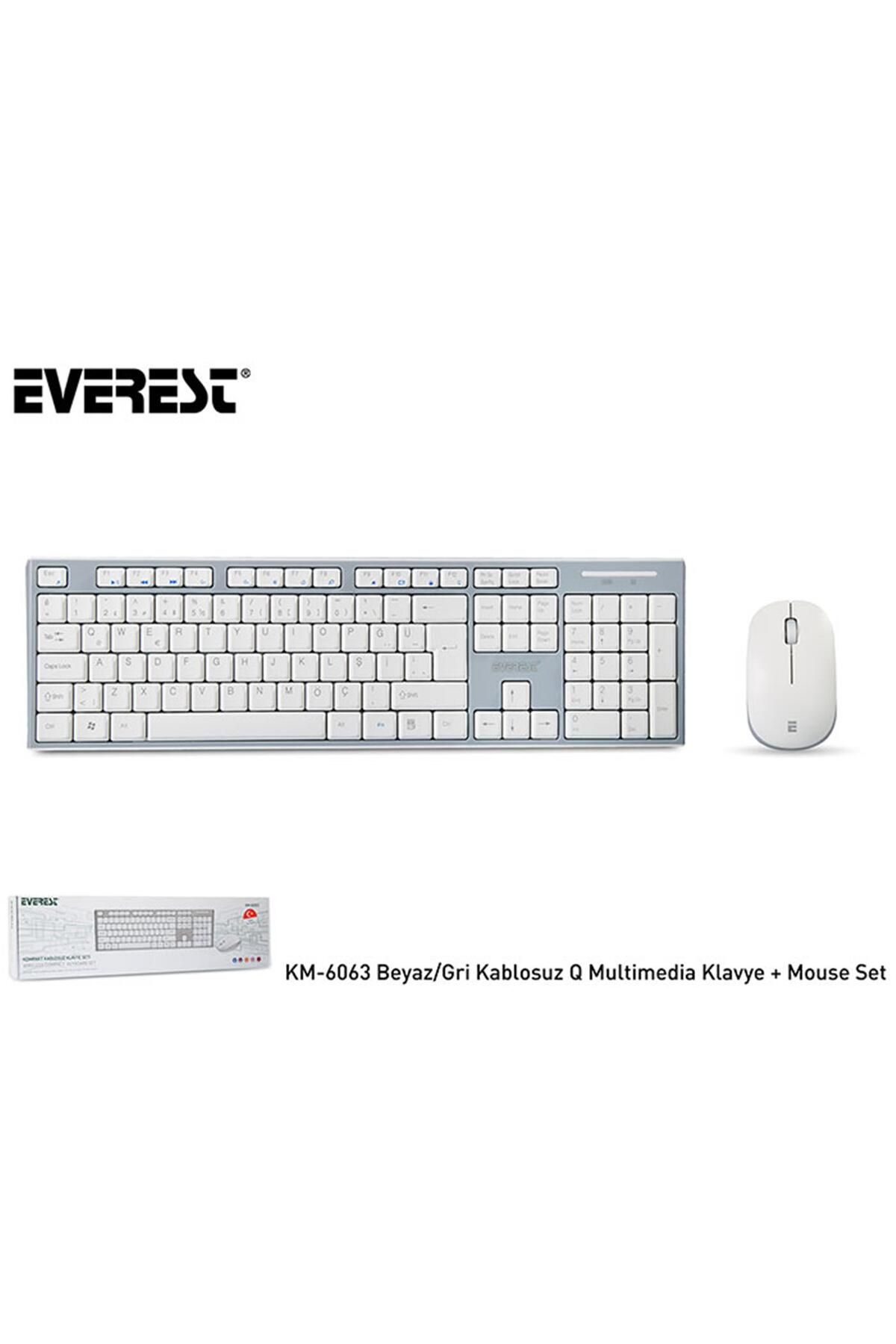 Vobotek Teknoloji KM-6063 Beyaz-Gri Kablosuz Q Multimedia Klavye + Mouse Set
