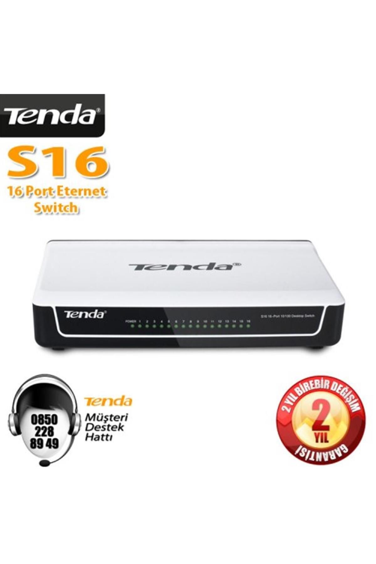Vobotek Teknoloji Tenda S16 16 Port 10-100 Mbps Switch Plastik Kasa