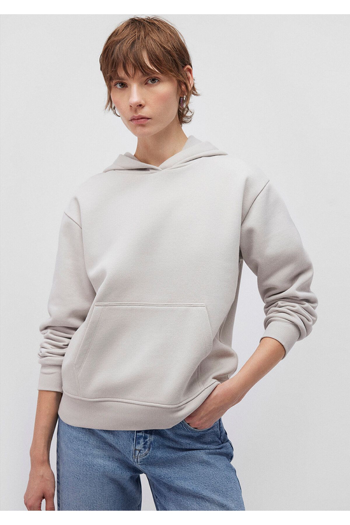 Mavi-Hooded Gray Basic Sweatshirt 167299-70074 1