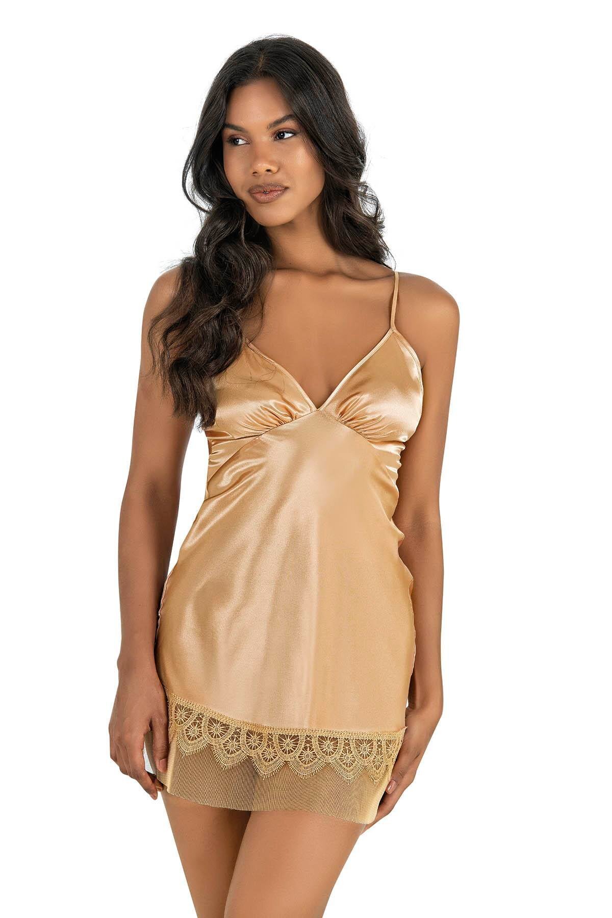 Primoda Gold Kısa Saten Gecelik 8248