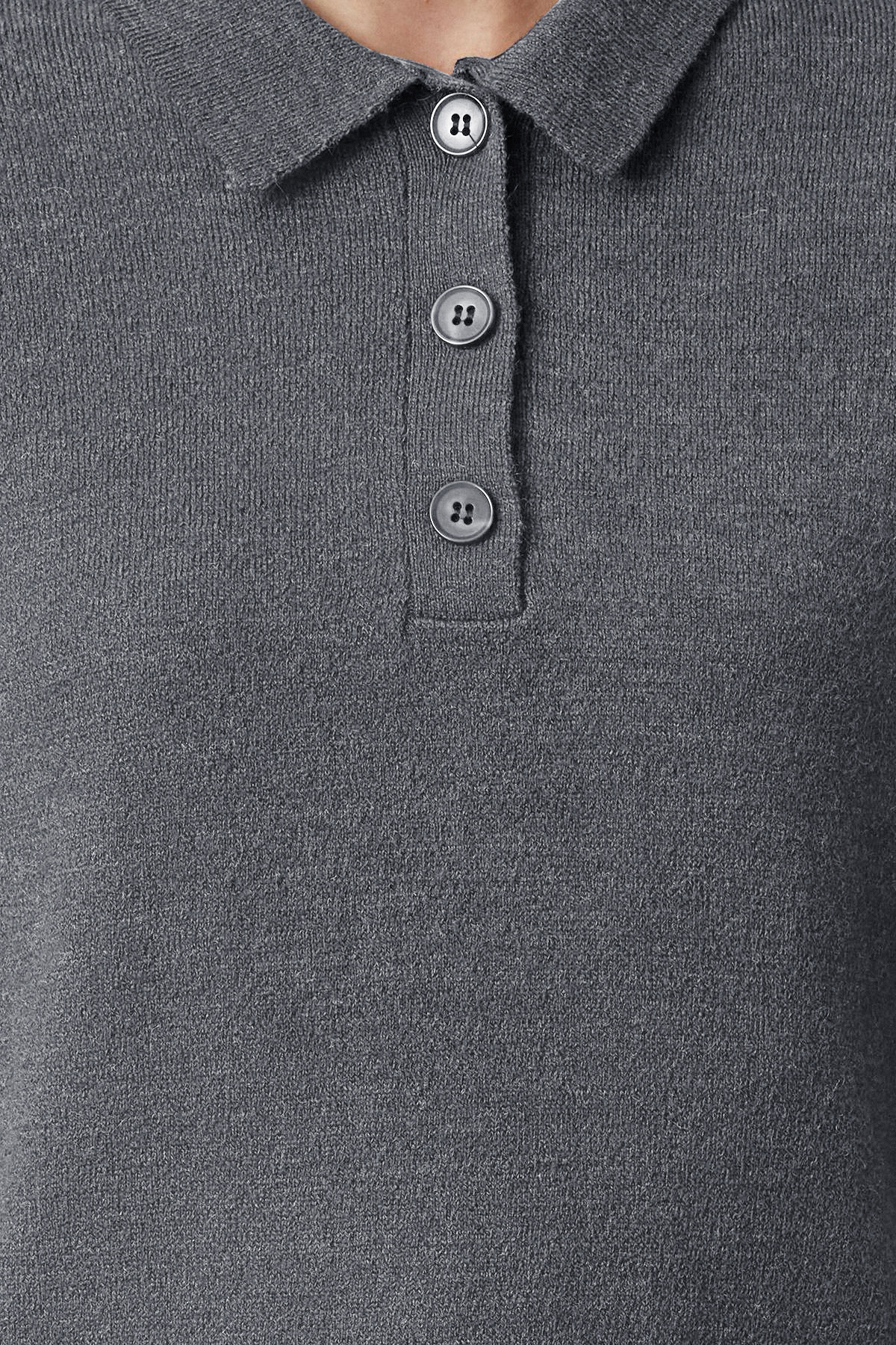 Trendyolmilla  Antrasit Yünlü Polo Yaka Triko Kazak TWOAW25KZ00025 - Görsel 4