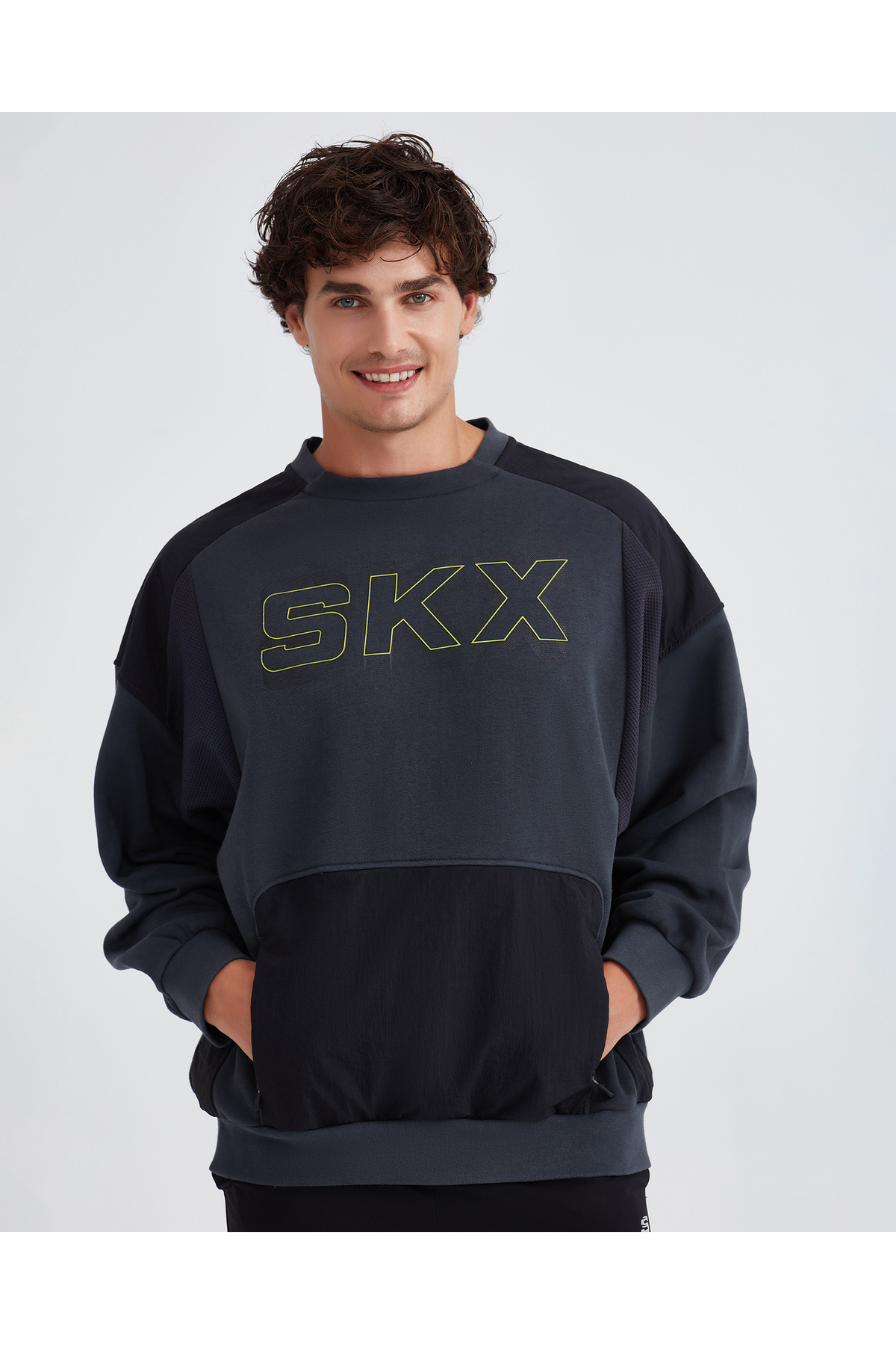 SKECHERS M LW Fleece Crew Neck Sweatshirt Erkek Gri Sweatshirt S232277-040 görsel 5