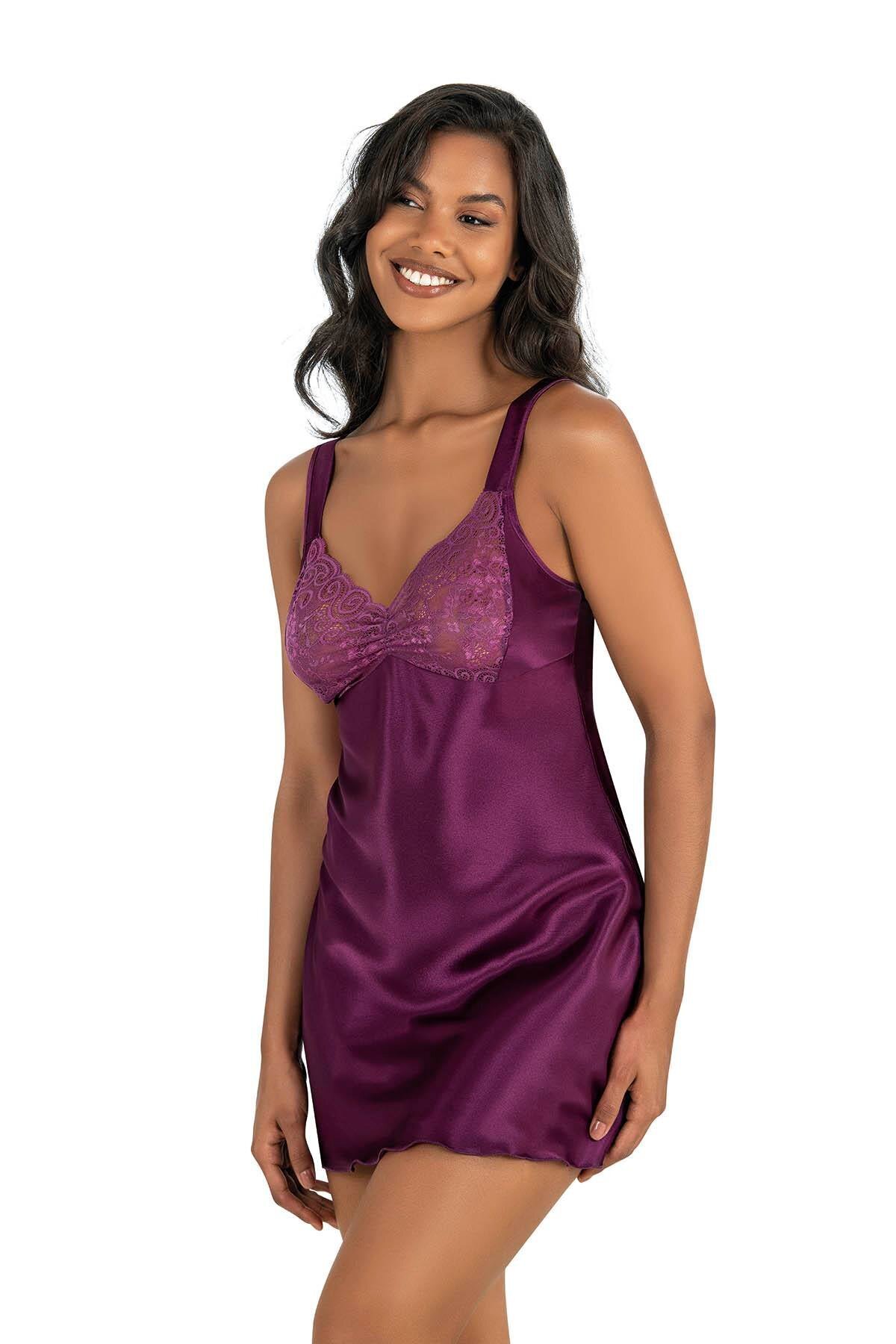 Primoda Mor Kısa Saten Gecelik 8244