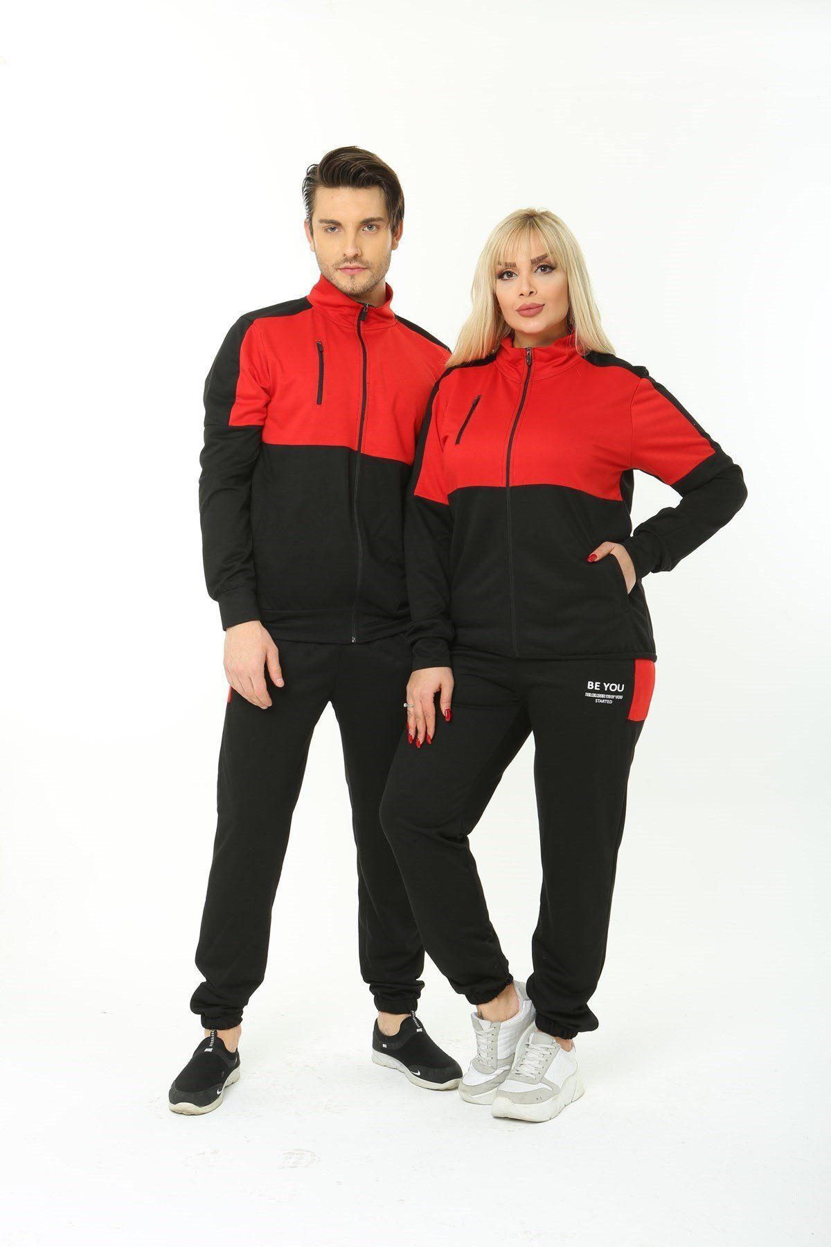 EGZEBRU-Be You Red Black Double Suit - Lover Combination, Pocket and Zipper 1