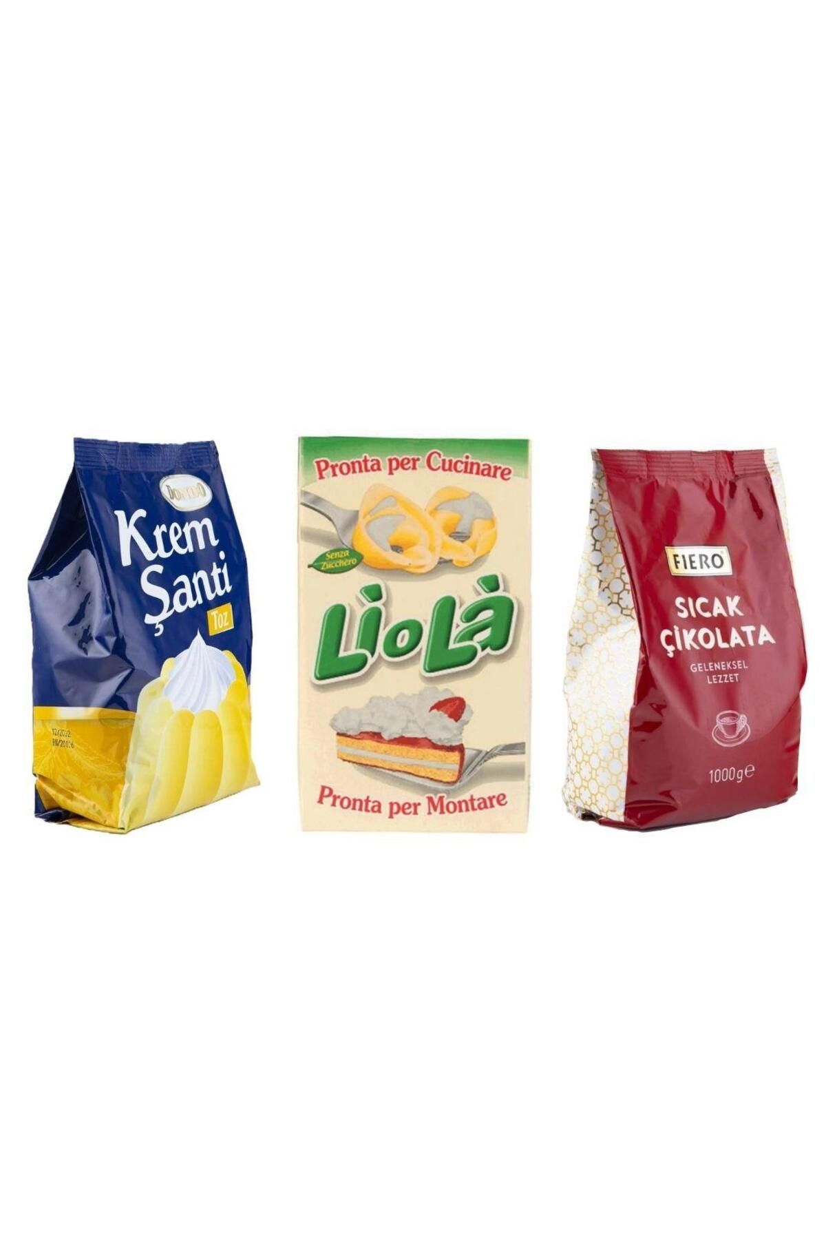 Fıero Sıcak Çikolata 1 KG Dondo Toz Şanti 1 KG Liola Şekersiz Sıvı Şanti 1 KG (3lü Pastacılık Seti)