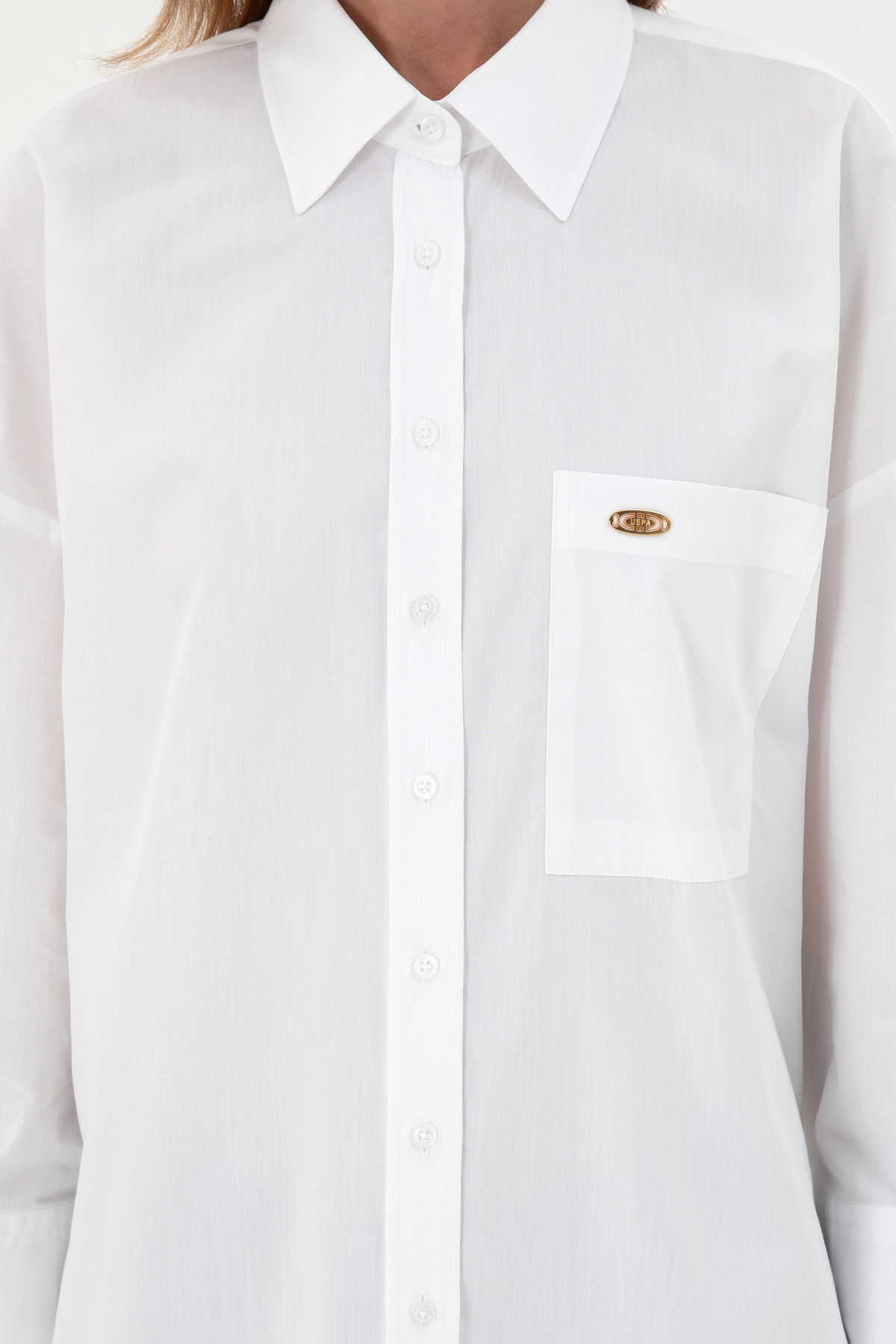 U.S. Polo Assn.  Kadın Beyaz Uzun Kollu Tunik Gömlek 50297115-VR013 - Görsel 6