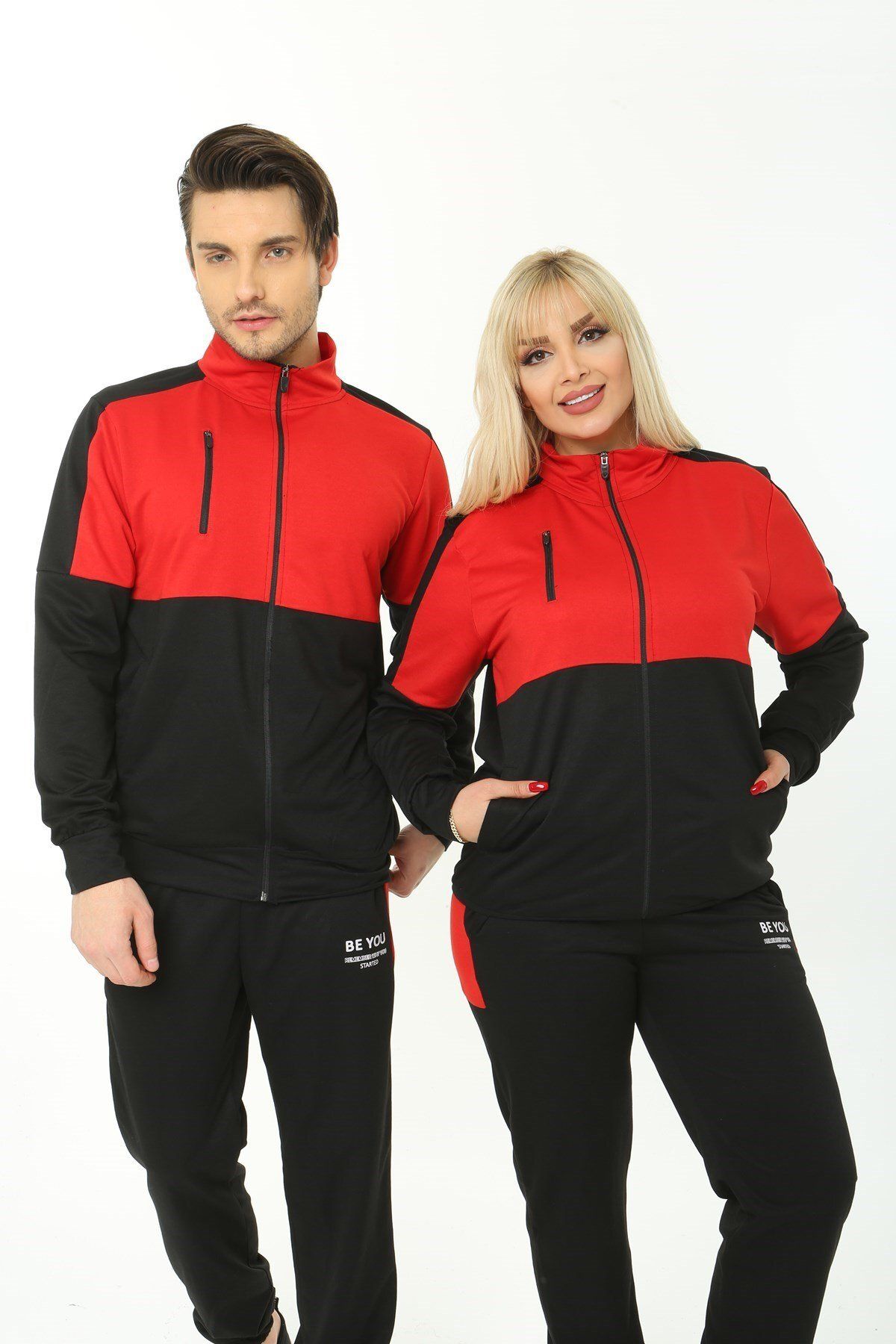 EGZEBRU-Be You Red Black Double Suit - Lover Combination, Pocket and Zipper 6