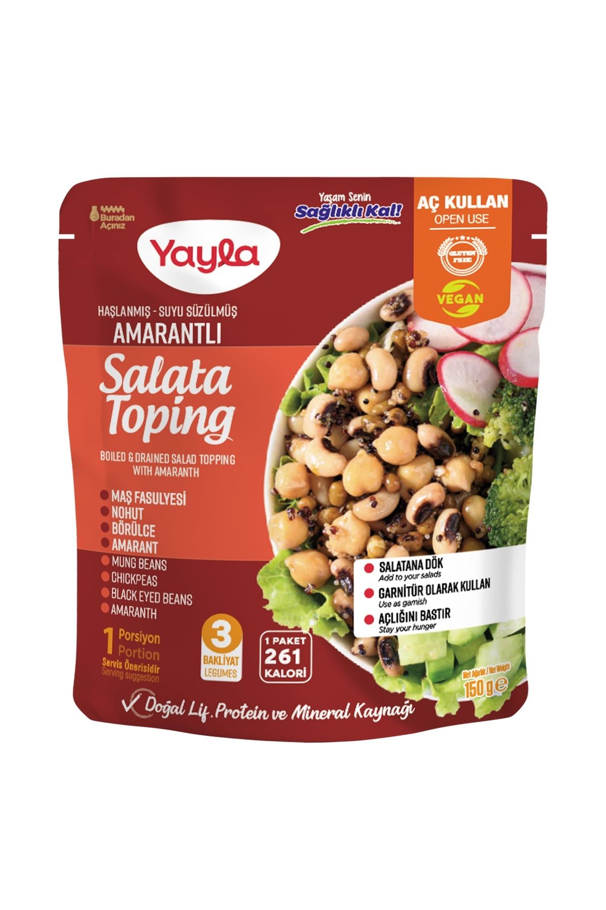 Yayla Haşlanmış Suyu Süzülmüş Amarantlı Salata Toping 150 gr