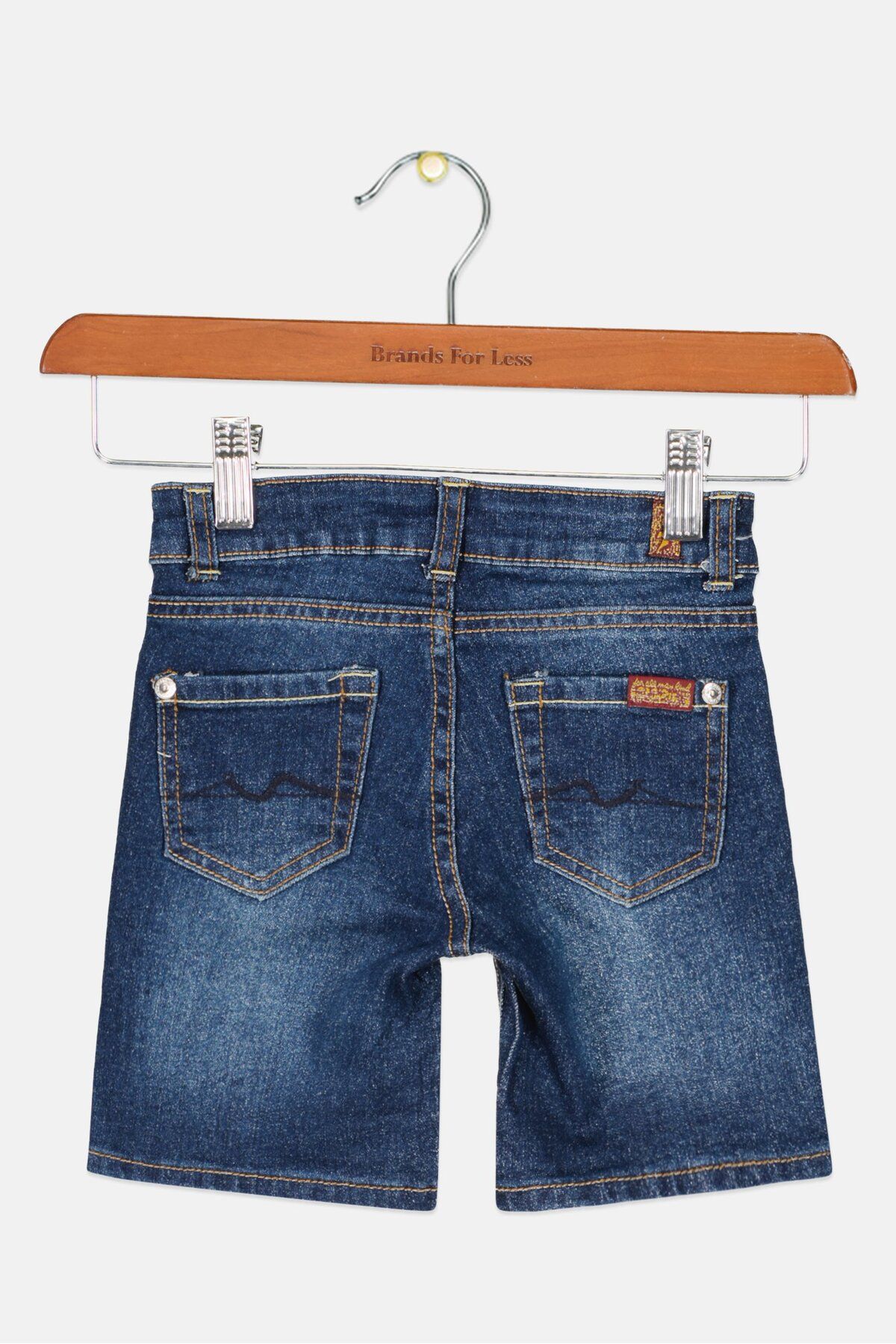 7 For All Mankind-Kids Girl Solid Denim Shorts, Blue 2