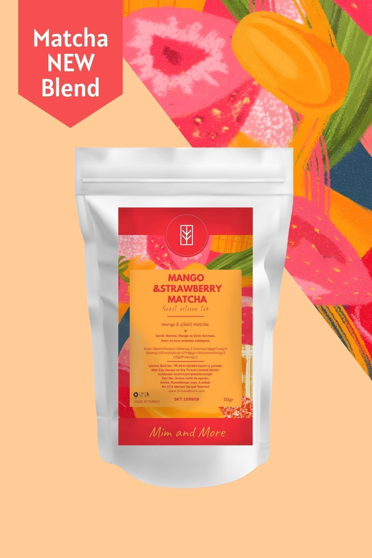 Mim and More Mango & Strawberry Matcha - Mango Ve Çilekli Matcha 50 gr