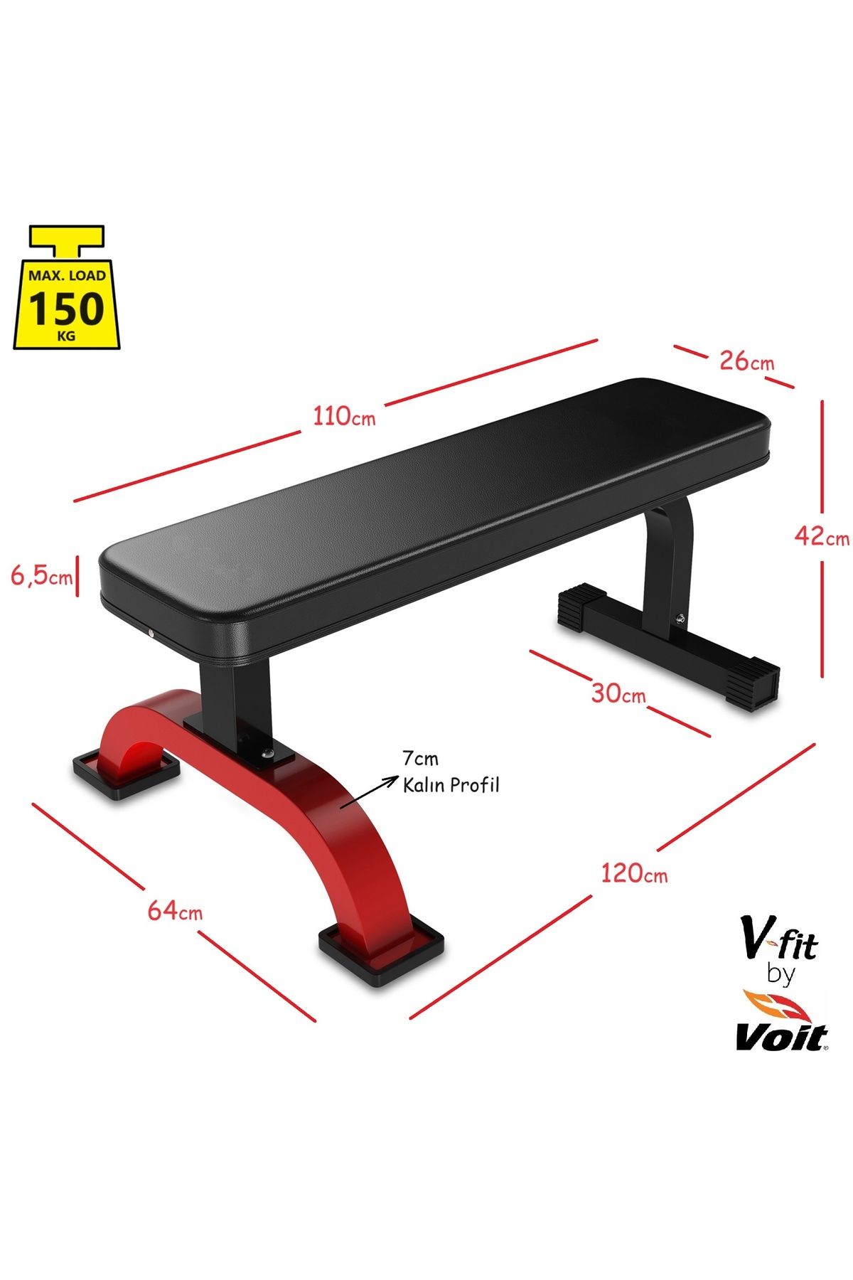 V-FIT BY VOIT S212 Flat Bench Düz Ağırlık Sehpası Kalın Profil