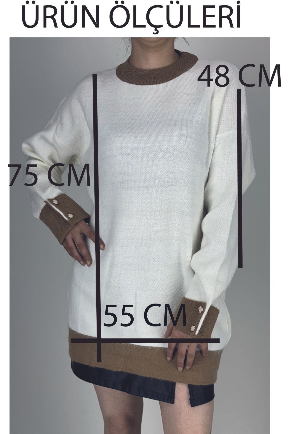 SHARON MODA-Women's Angora Sweater with Sleeve Button Detail 7