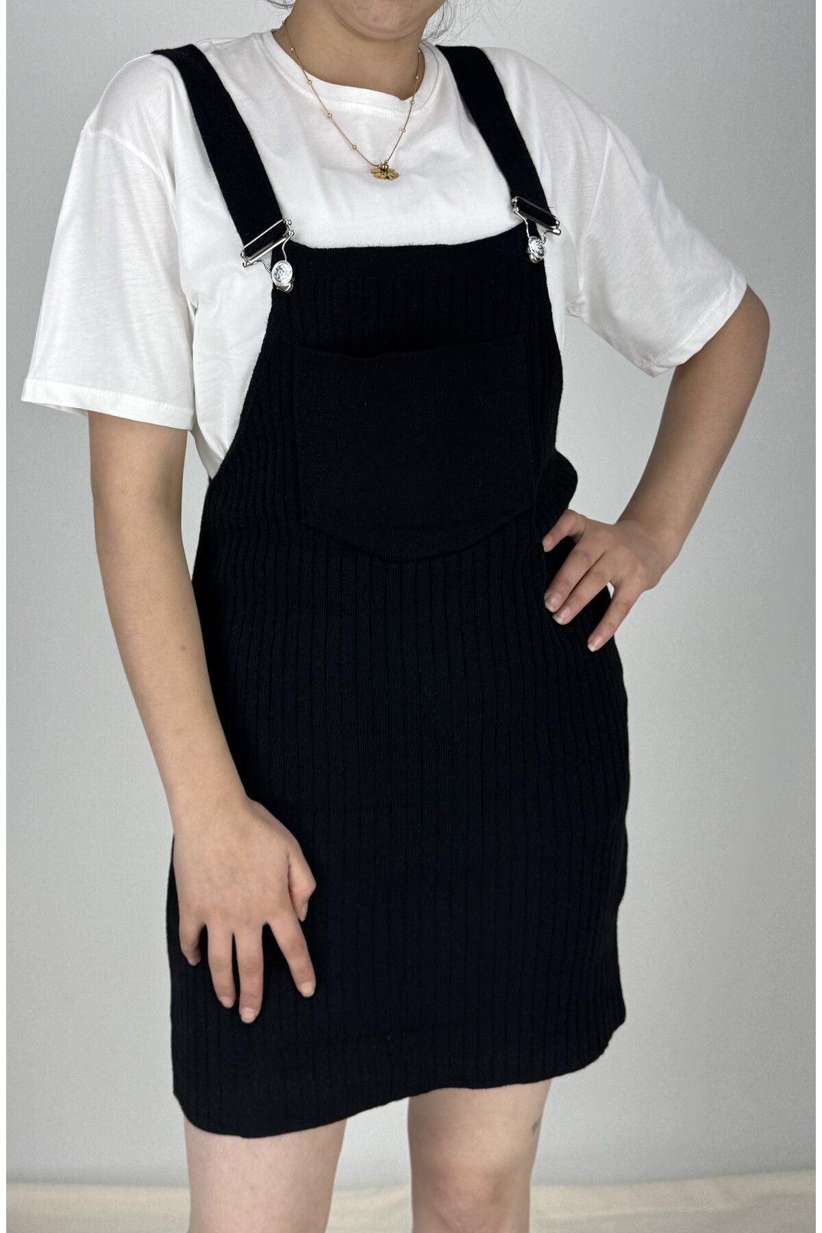 SHARON MODA-Women's Stripe Pattern Slopet with Pocket and Strap 3