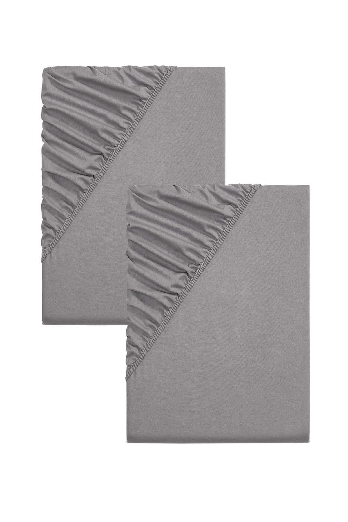 COTENCONCEPT 2'li 180x200 Cm Düz Pamuklu Çift Kişilik Battal Boy Lastikli Fitted Penye Çarşaf