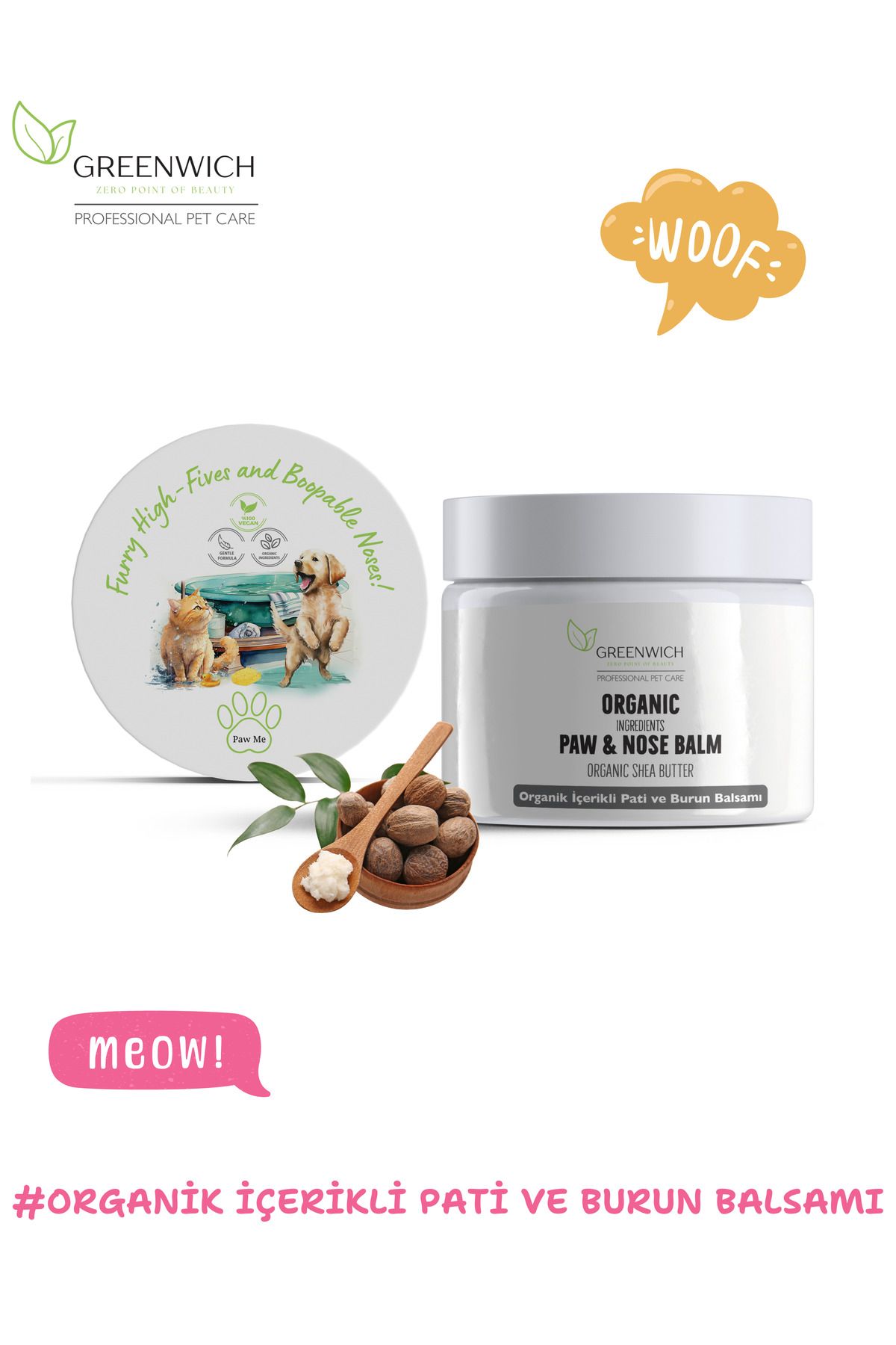 Pati Burun Nemlendirici Balm Vegan Organik Içerikli Doğal Kedi Köpek Çatlak Koruma Bakım Kremi 50 ml