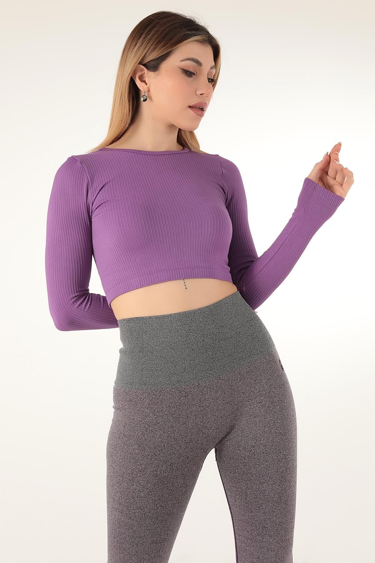 Doremi-Long Sleeve Crew Neck Ribbed Crop 3