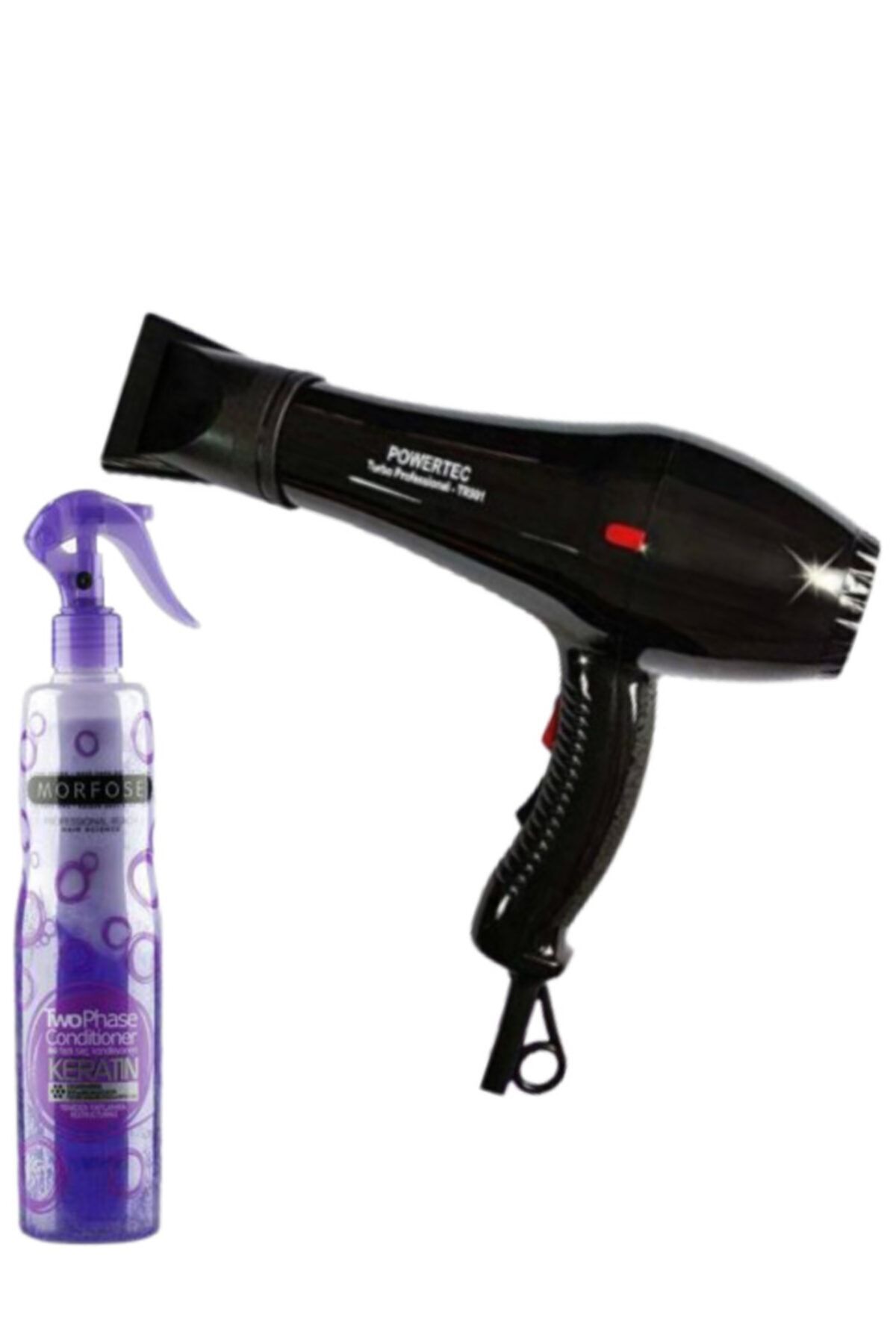 سشوار سیاه برقی Tr 901 Blow Dryer + آرایشگاه کراتین مورفوز آب خشک کن 400 میل پاورتچ  Powertec