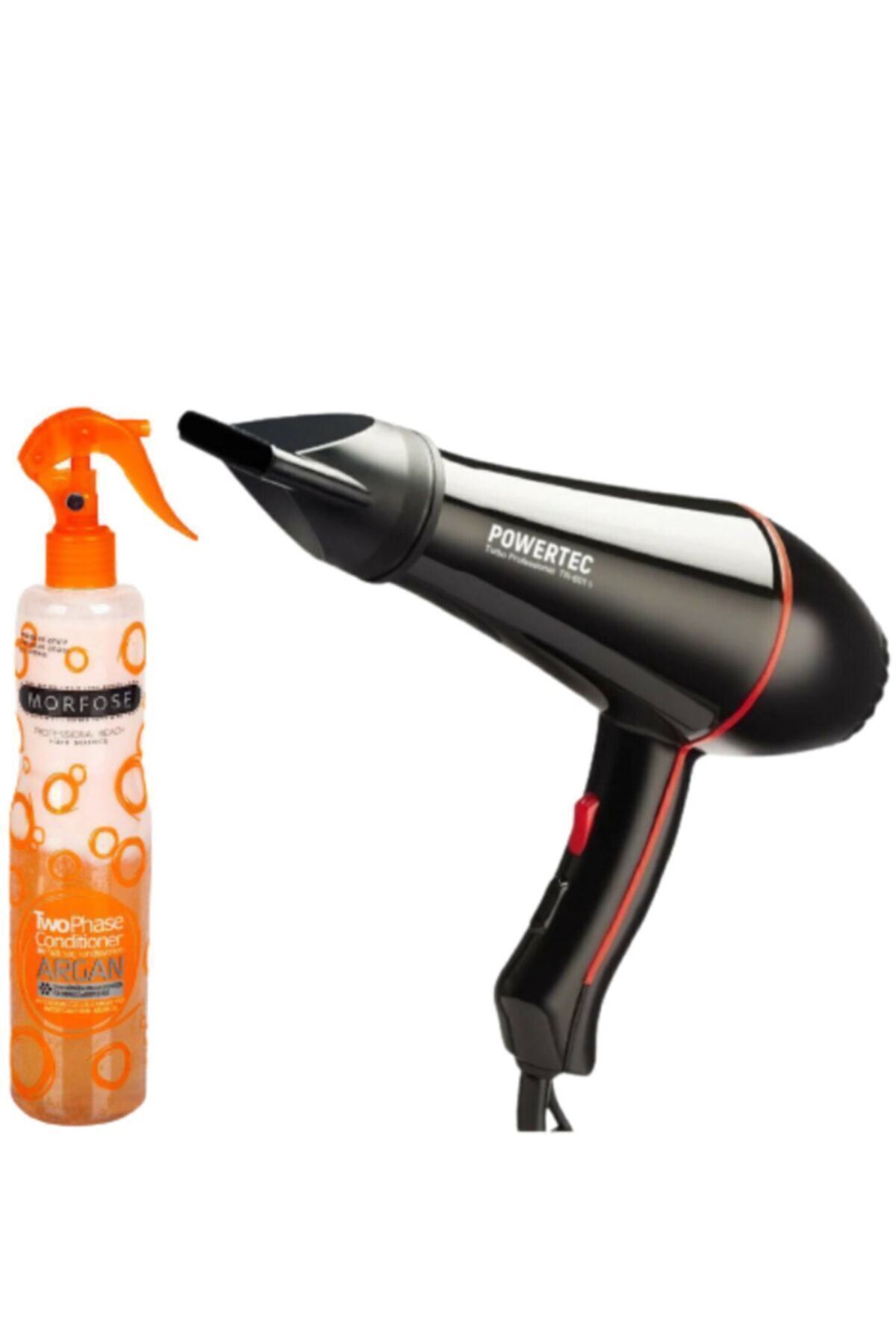 سشوار سیاه برقی Tr 601 Machine + Morphose Argan آرایشگاه آب خشک کن 400 میل پاورتچ  Powertec