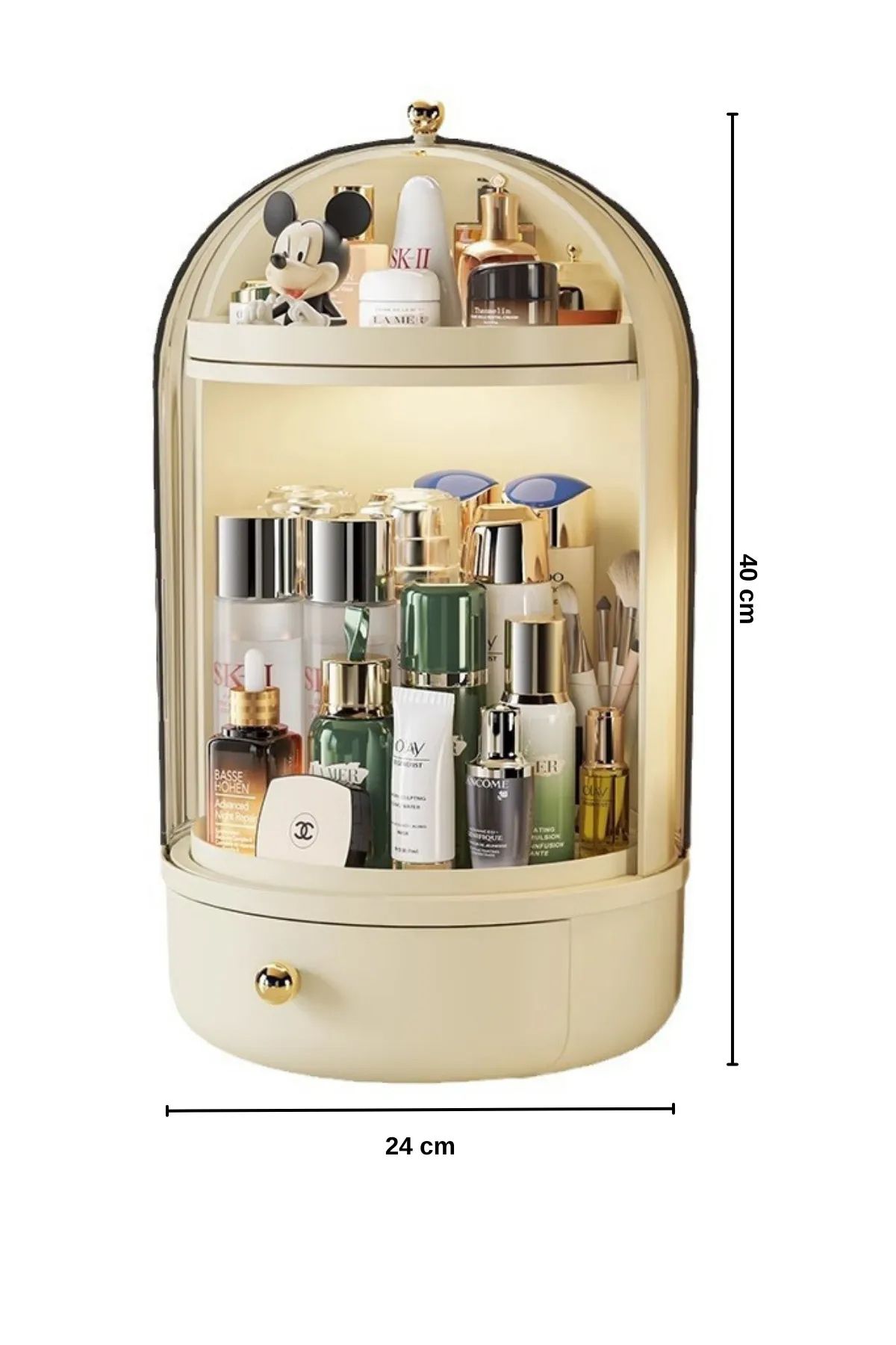 Emofom-Shine Display Rack 360 Rotating Stand with Drawers and Shelf and Container Makeup Organizer Cosmetic Organizer 8