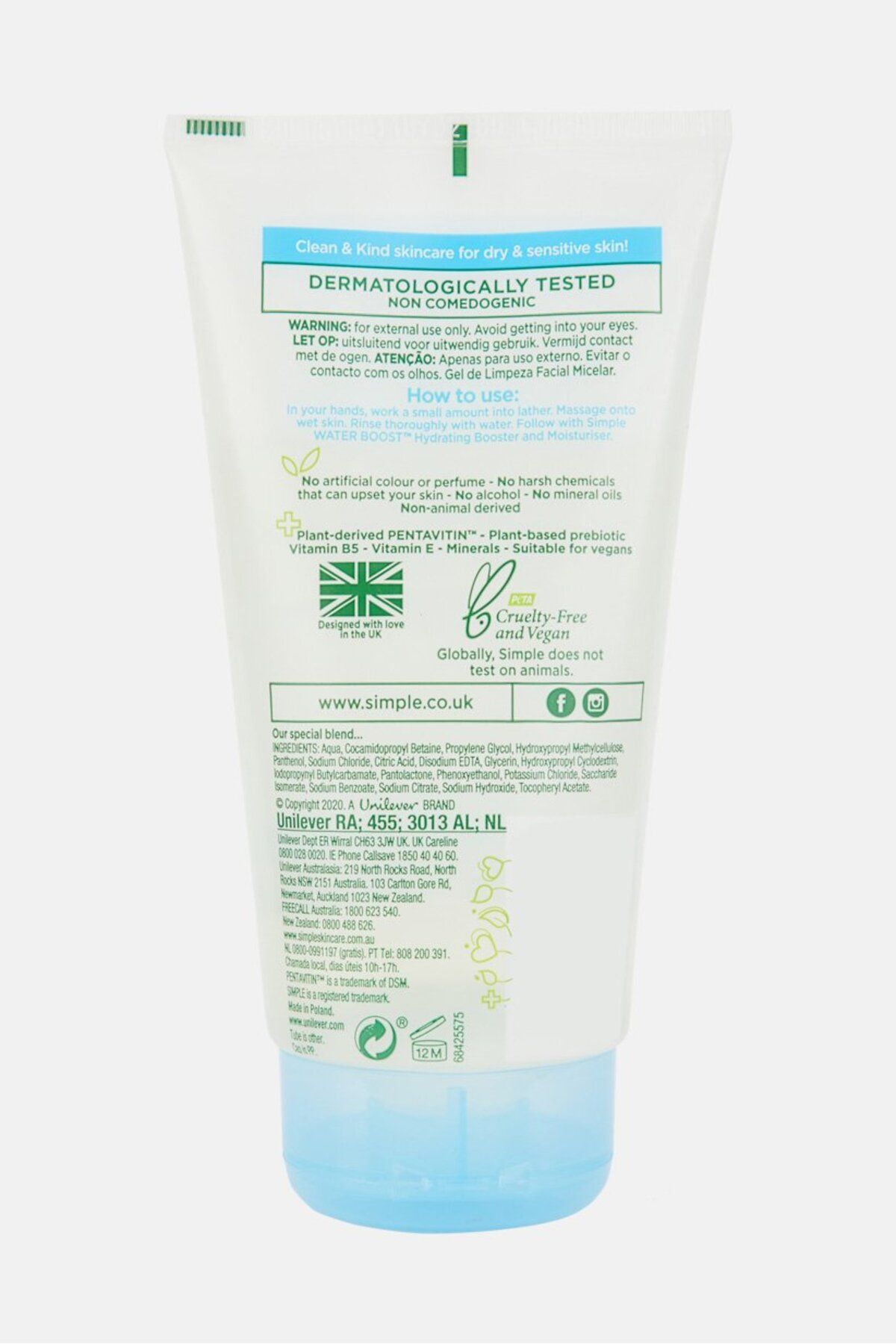 Simple-Micellar Facial Gel Wash 150ml, Blue 2