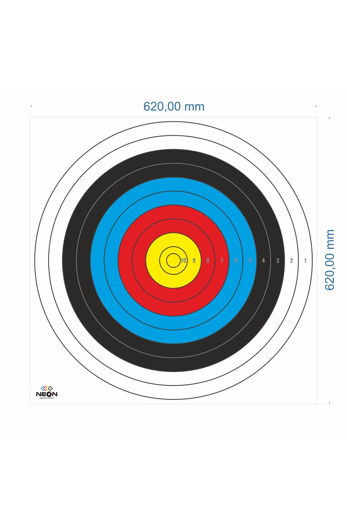 NEON Dijital Baskı Merkezi Okçuluk Hedef Kağıdı 10 Adet