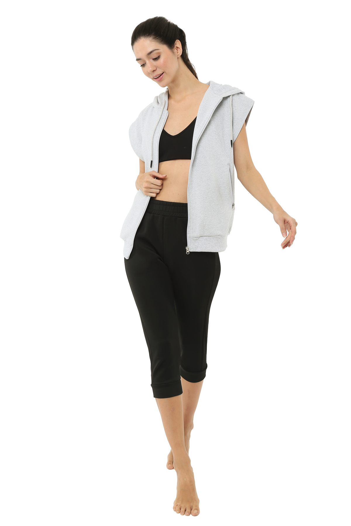 Scorp  Impact Kolsuz Kapüşonlu Kadın Sweatshirt Gri - Görsel 3