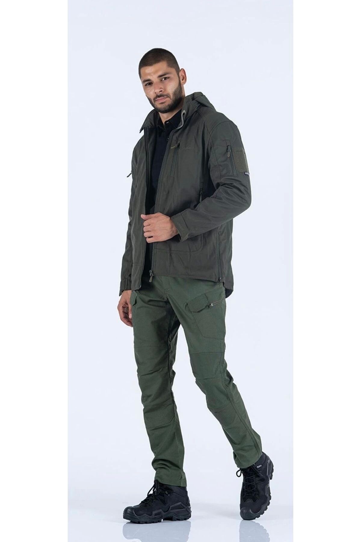 Astüm Askeri Malzeme Tactical Su ve Rüzgar Geçirmez Softshell Mont Outdoor Motorcu Montu SİYAH