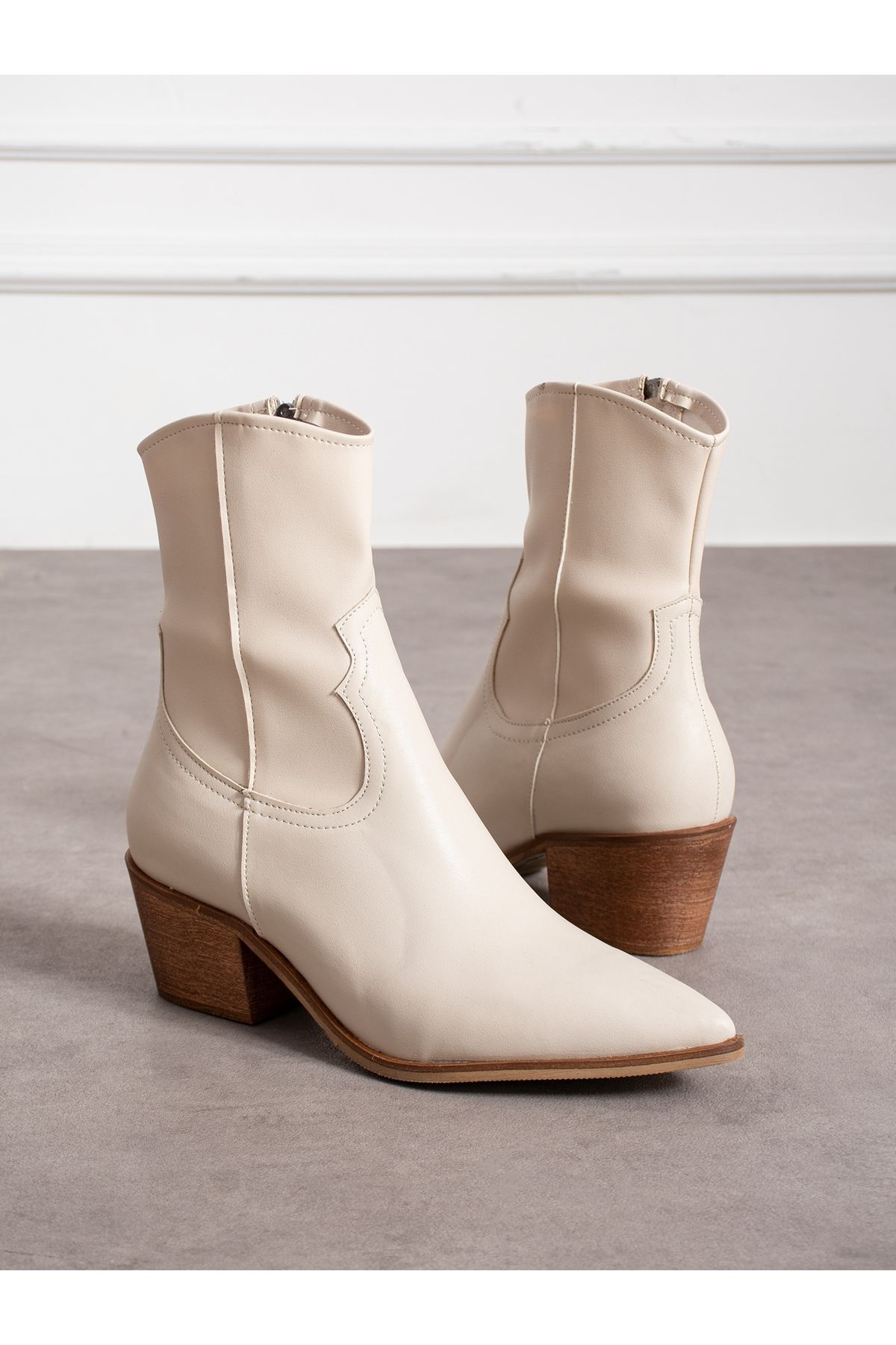 Alemdar Shoes-Bli̇ss Cream Cowboy Women's Boots 3