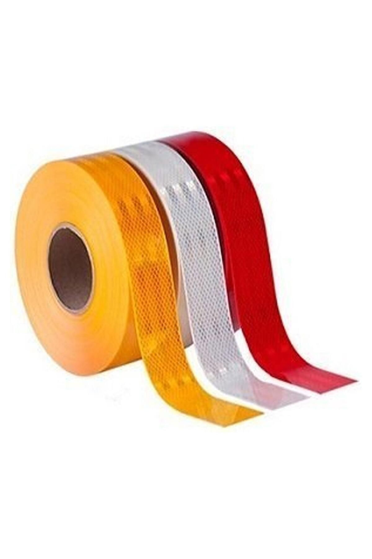 GLASWEN-Reflective Highlighter Vehicle Auto Truck Strip Tape with 1 Mt Reflector Solid Yellow Caution Tape with Tweezer Approval 6