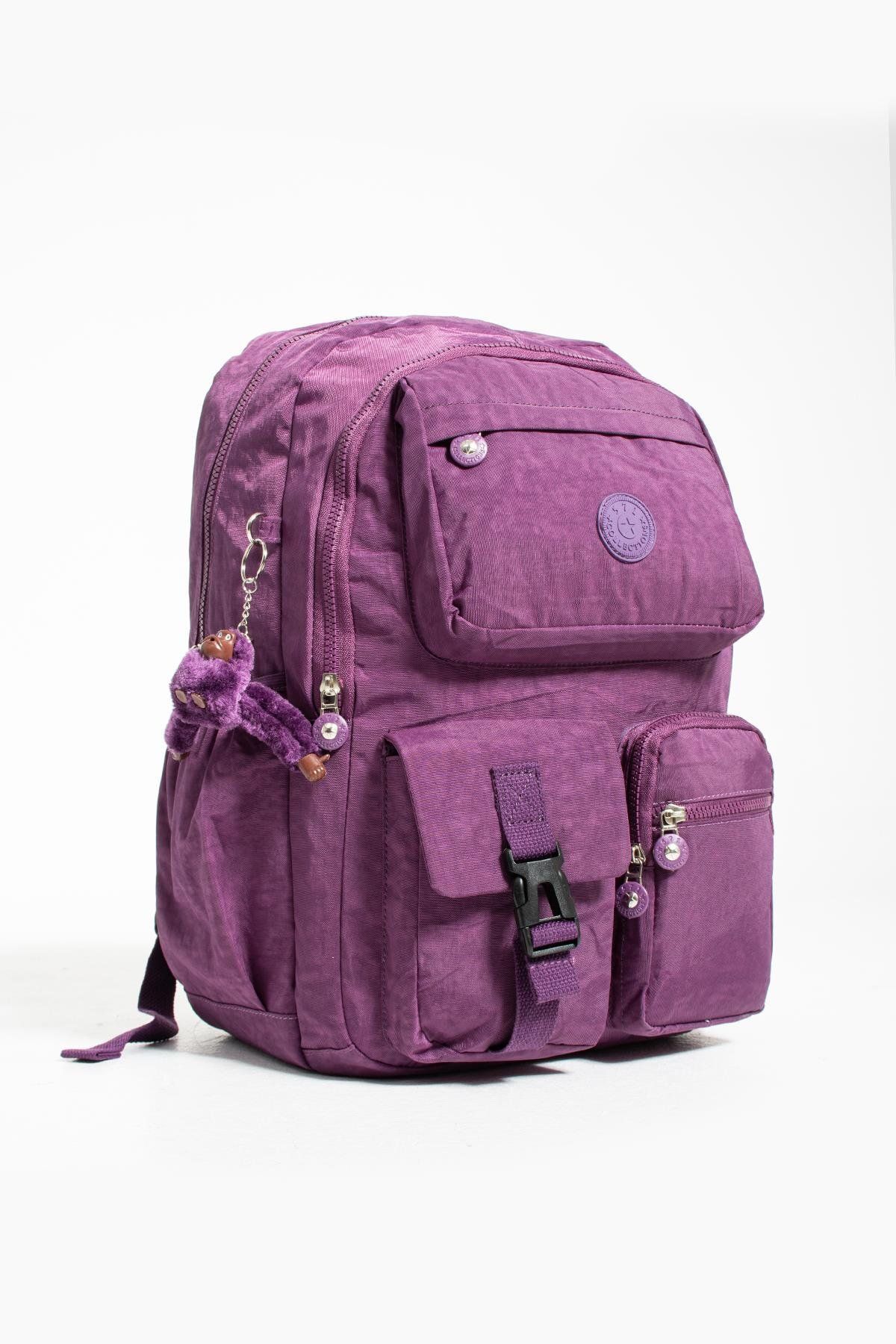 DUOMİNO-Purple Clinker Large Size Water Resistant Backpack - Crinkle, Laptop, Travel, Schoolbag 15,6 High School 2