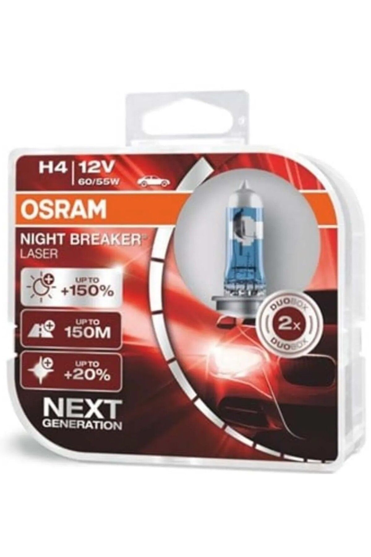 Osram H4 Night Breaker Laser %150 Uyumlu Fazla Parlaklık 150m Uzun Performans Ampul Seti