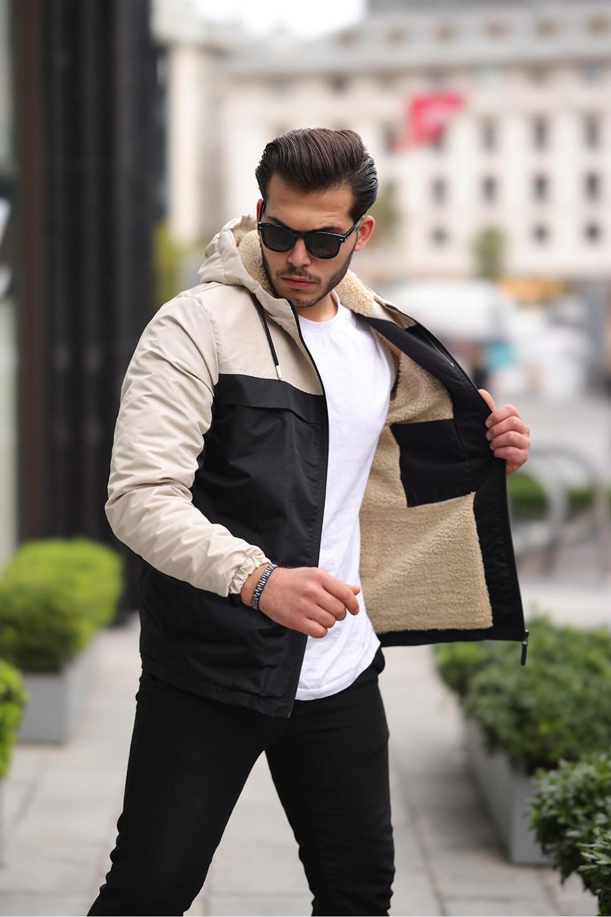 Fk class Erkek kışlık ceket mont içi kürklü su ve soğuk geçirmez görsel 3