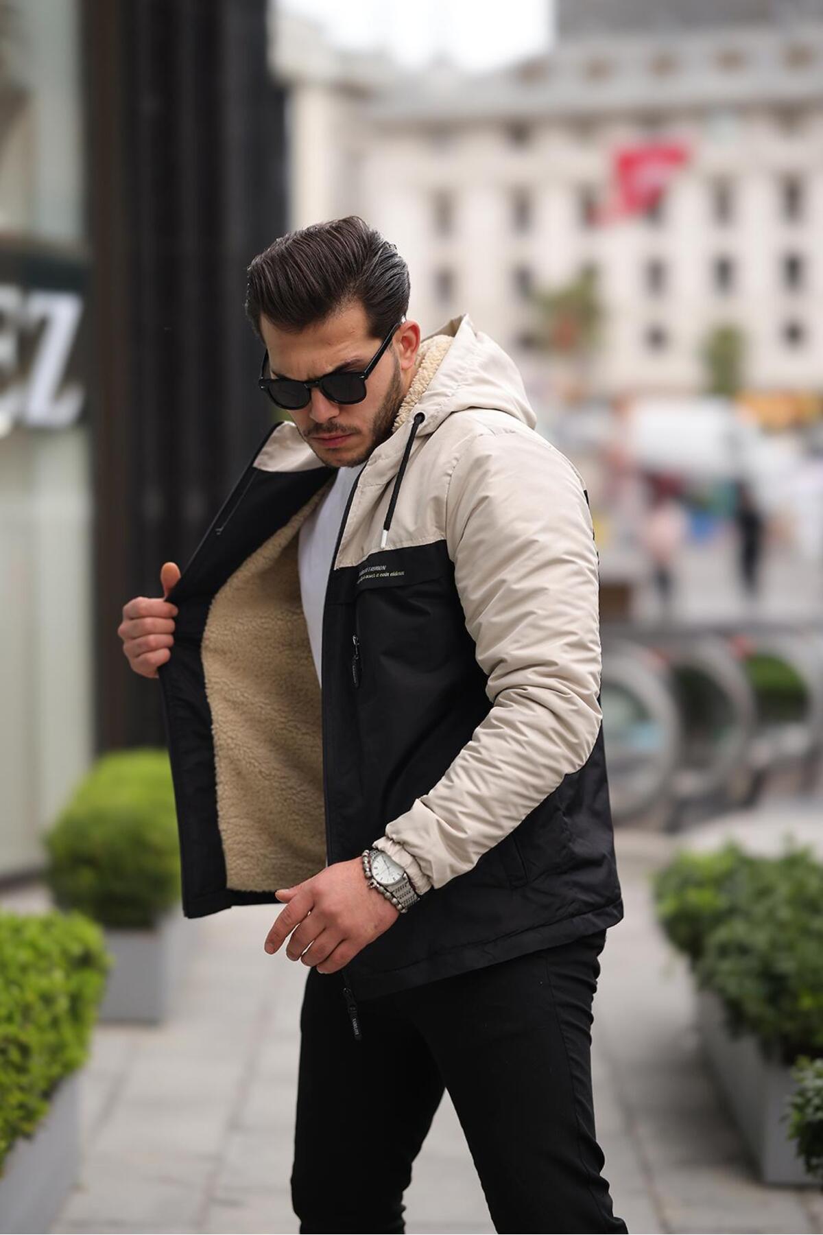 Fk class Erkek kışlık ceket mont içi kürklü su ve soğuk geçirmez