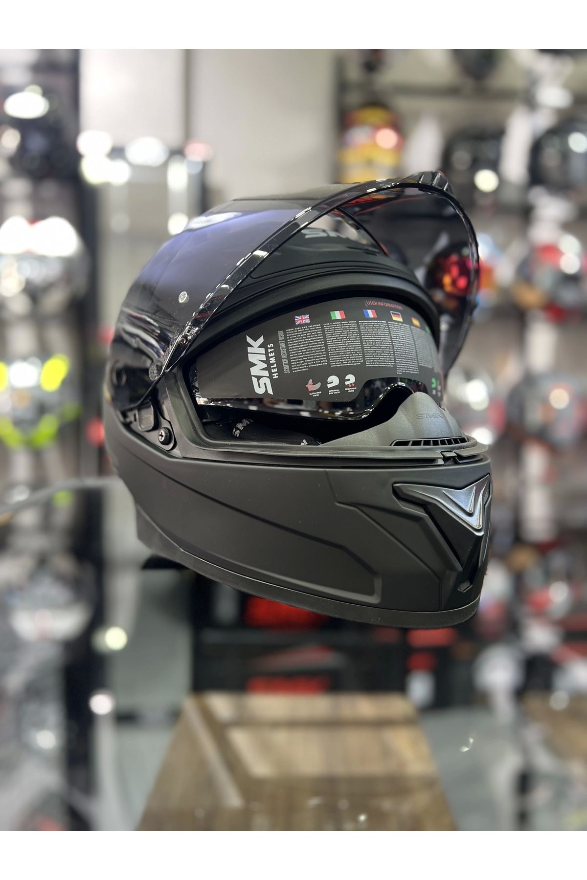 SMK-Typhoon Solid Matte Helmet - with Transparent Visor, Closed 6