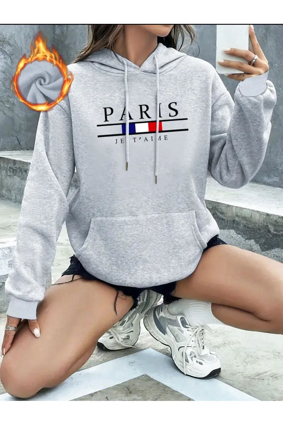 ModaSphere Paris Jet Desenli İçi pamuk Sweatshirt