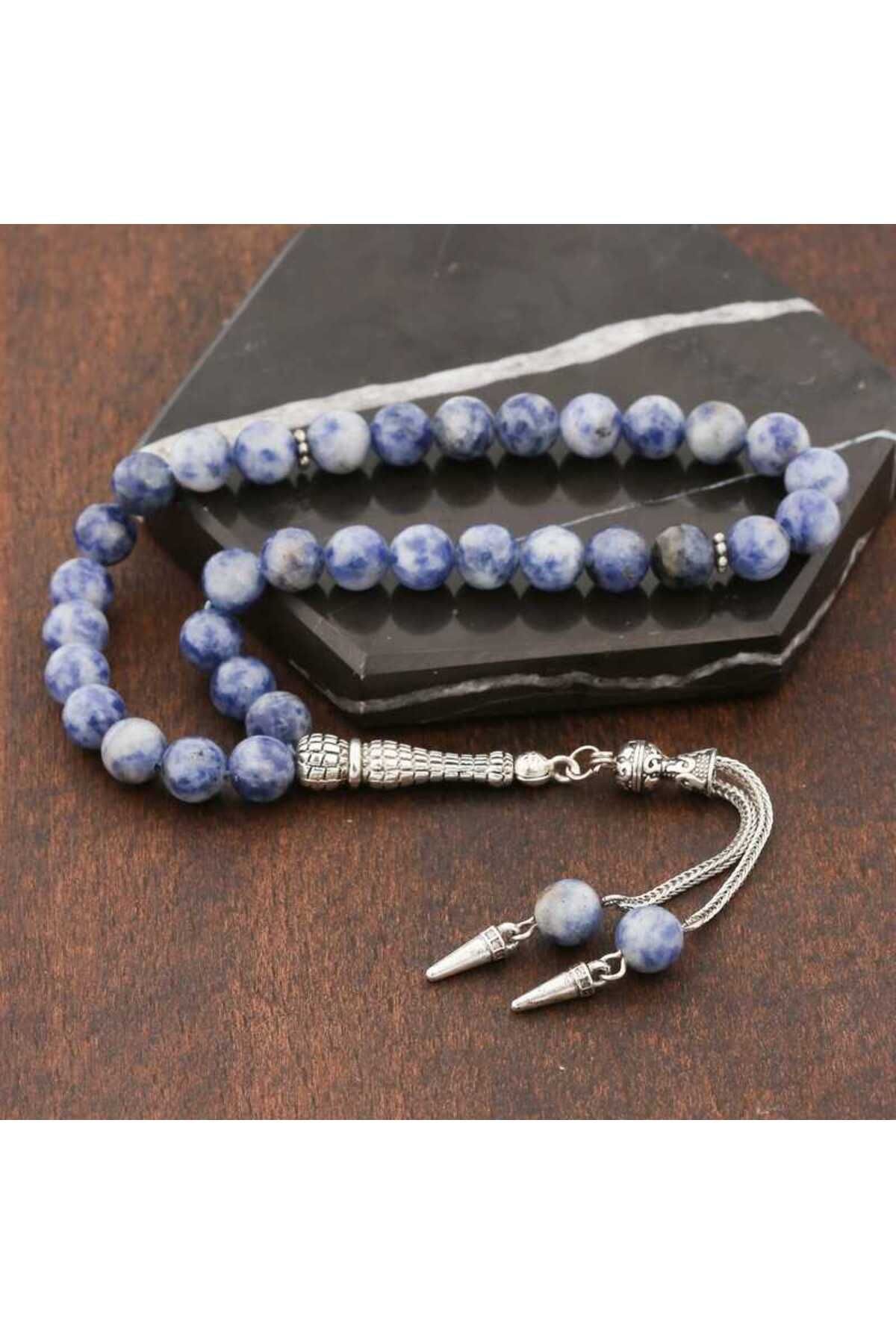 THEFOF-Sodalite Natural Stone Rosary - Metal Tufted, M84* 2