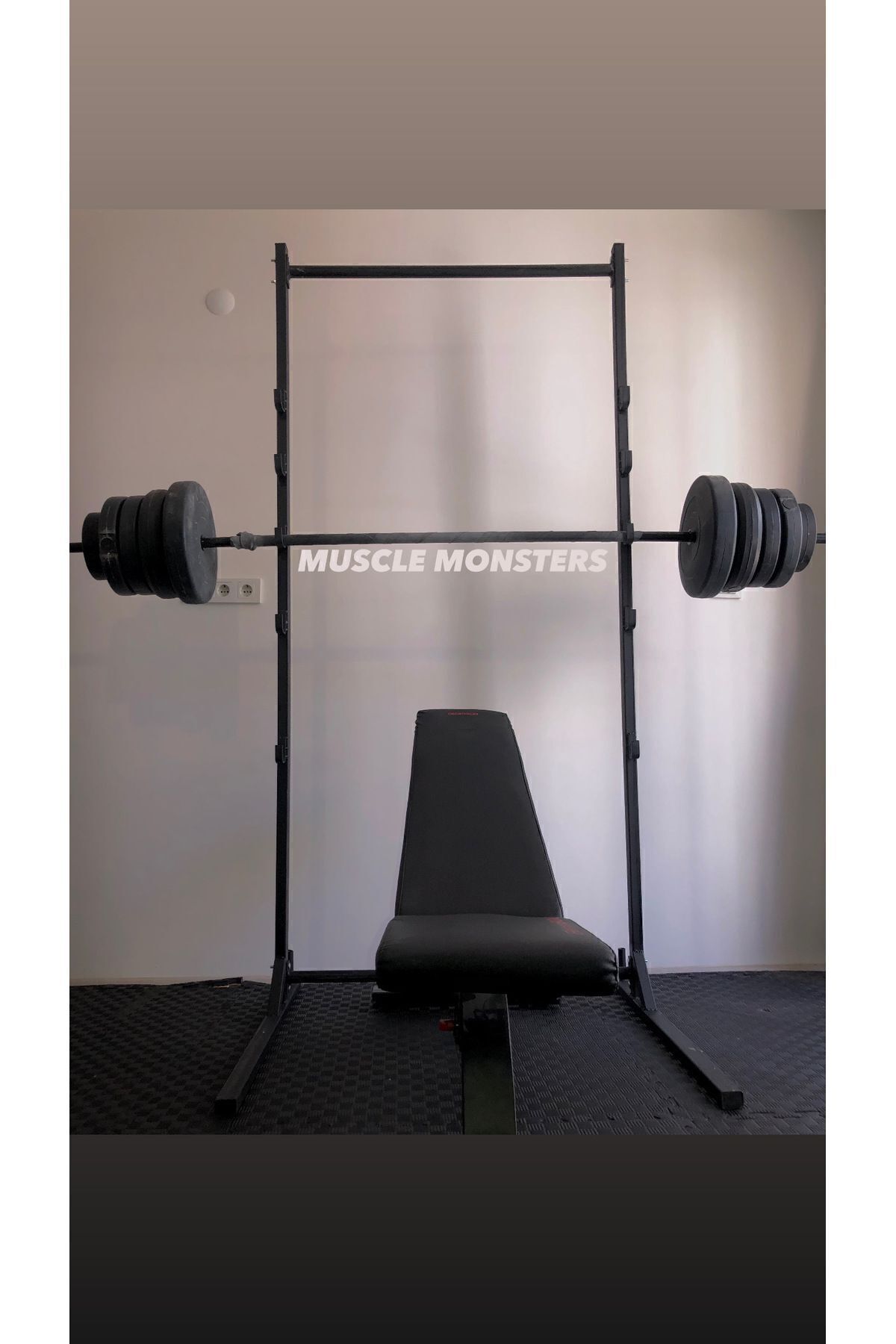 muscle monsters Barfiks Bench Squat Rack Standı, Ara Destekli, Minimum Salantı ( Pro )