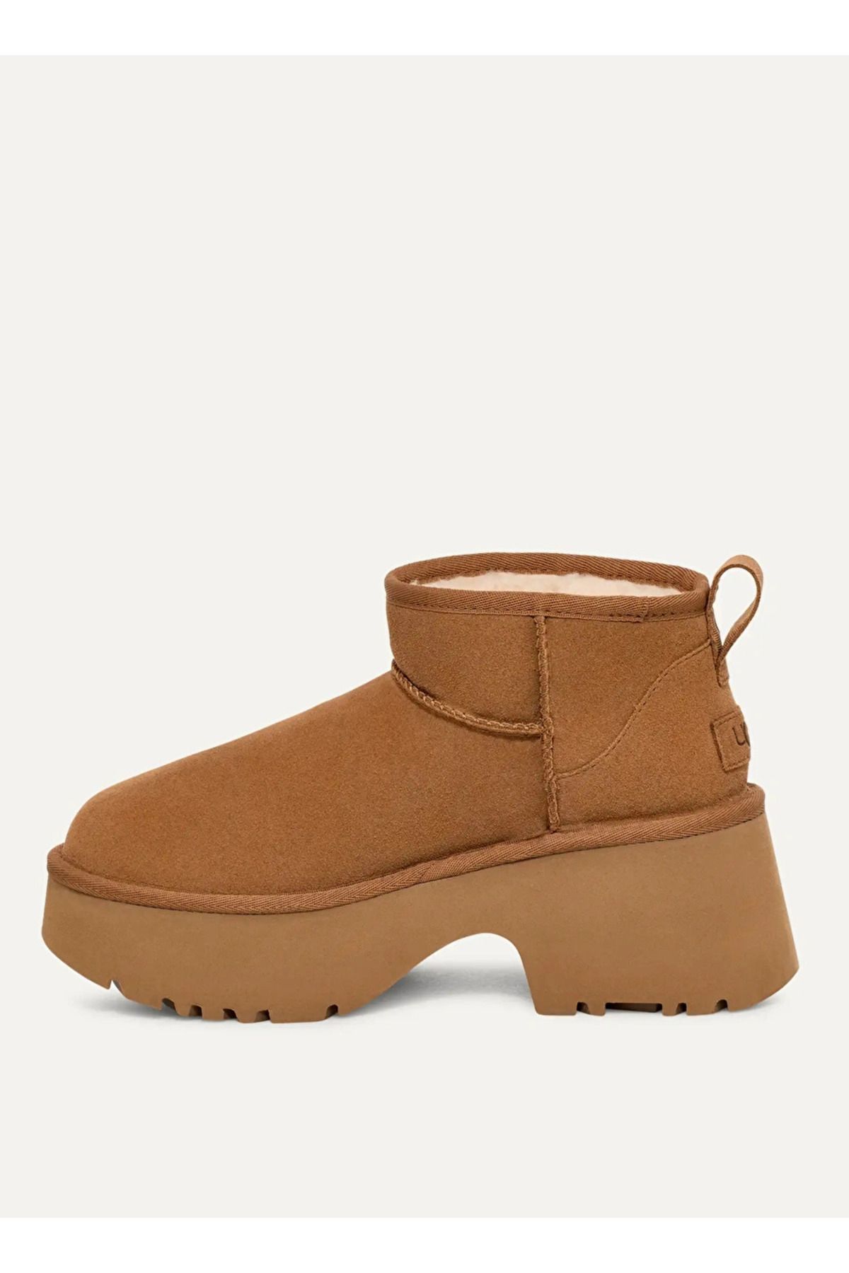 UGG-Damskie skórzane buty z logo na płaskiej podeszwie do codziennego użytku w kolorze brązowym i botkami 1158311-TABA 2