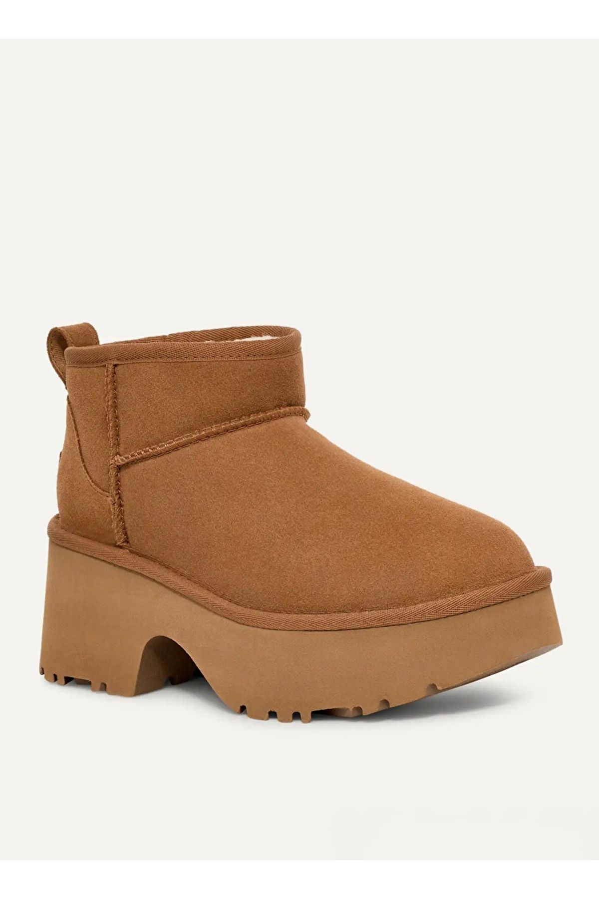 UGG-Damskie skórzane buty z logo na płaskiej podeszwie do codziennego użytku w kolorze brązowym i botkami 1158311-TABA 3