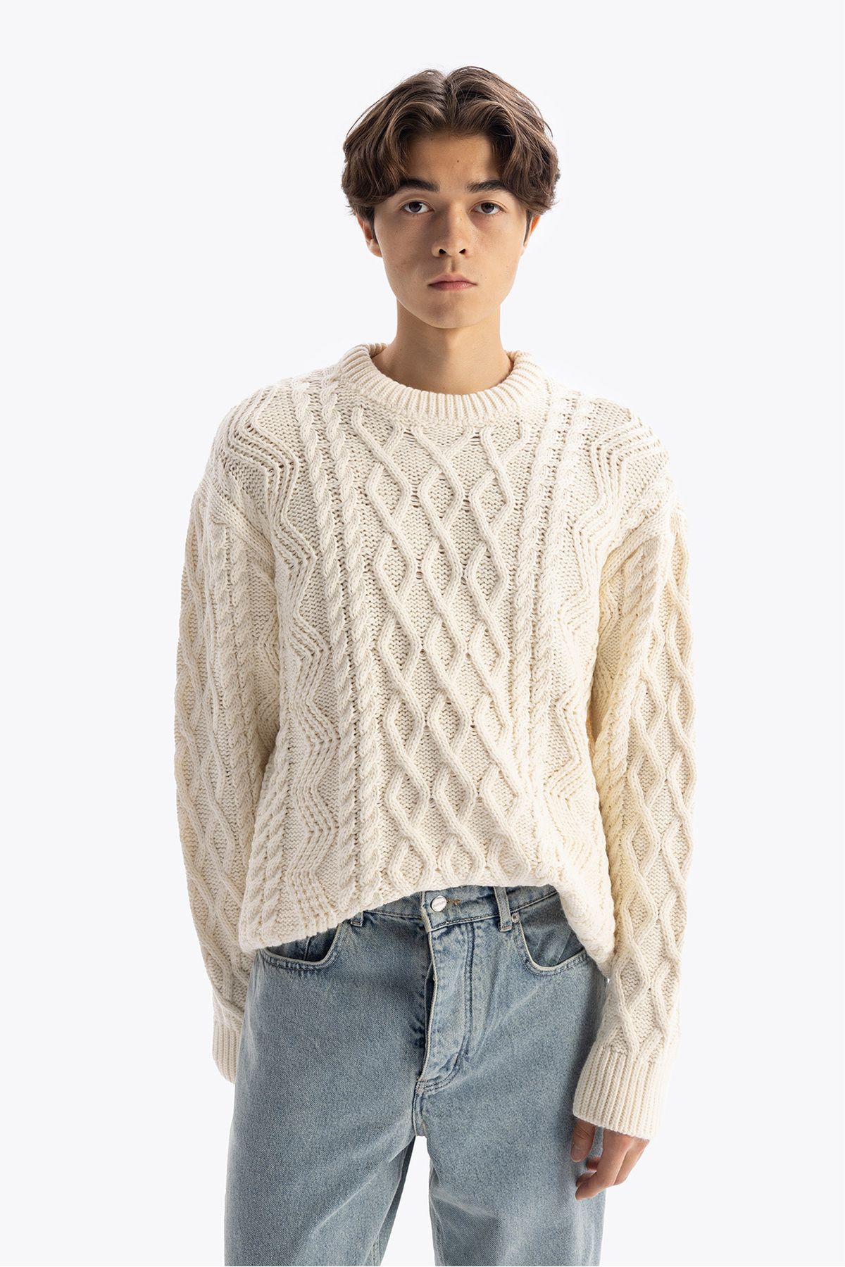 GIESTO-Ecru Color Knitted Knitwear Sweater 1