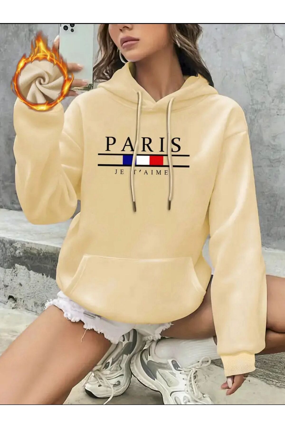 ModaSphere Paris Jet Desenli İçi pamuk Sweatshirt