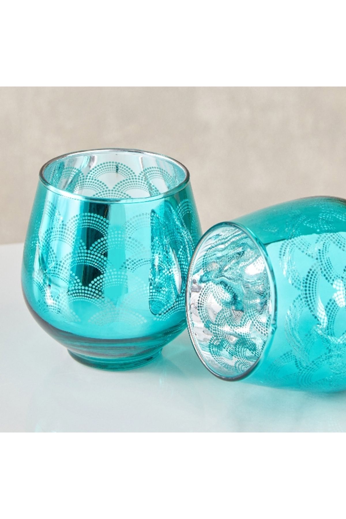 Home Box-Mreya 2-Piece Glass Candleholder - 9x9.5 cm 3