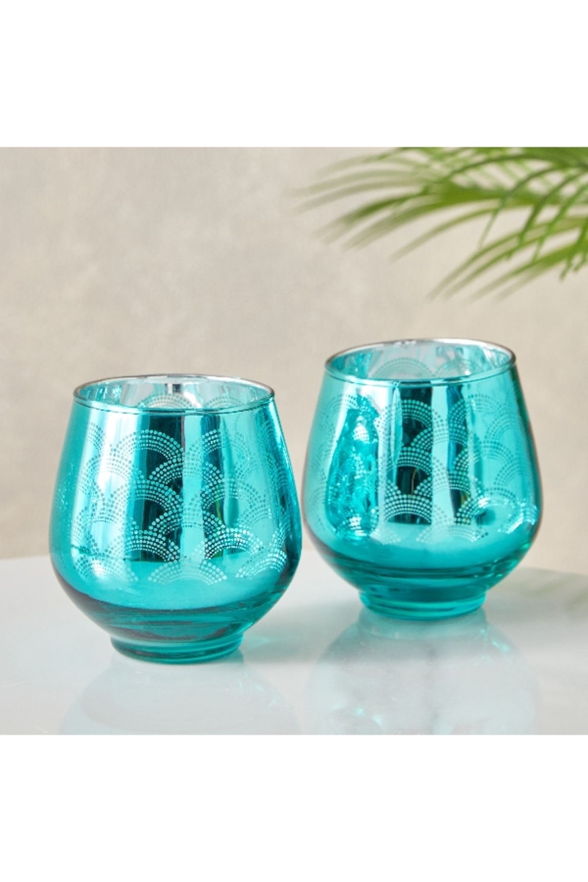 Home Box-Mreya 2-Piece Glass Candleholder - 9x9.5 cm 2