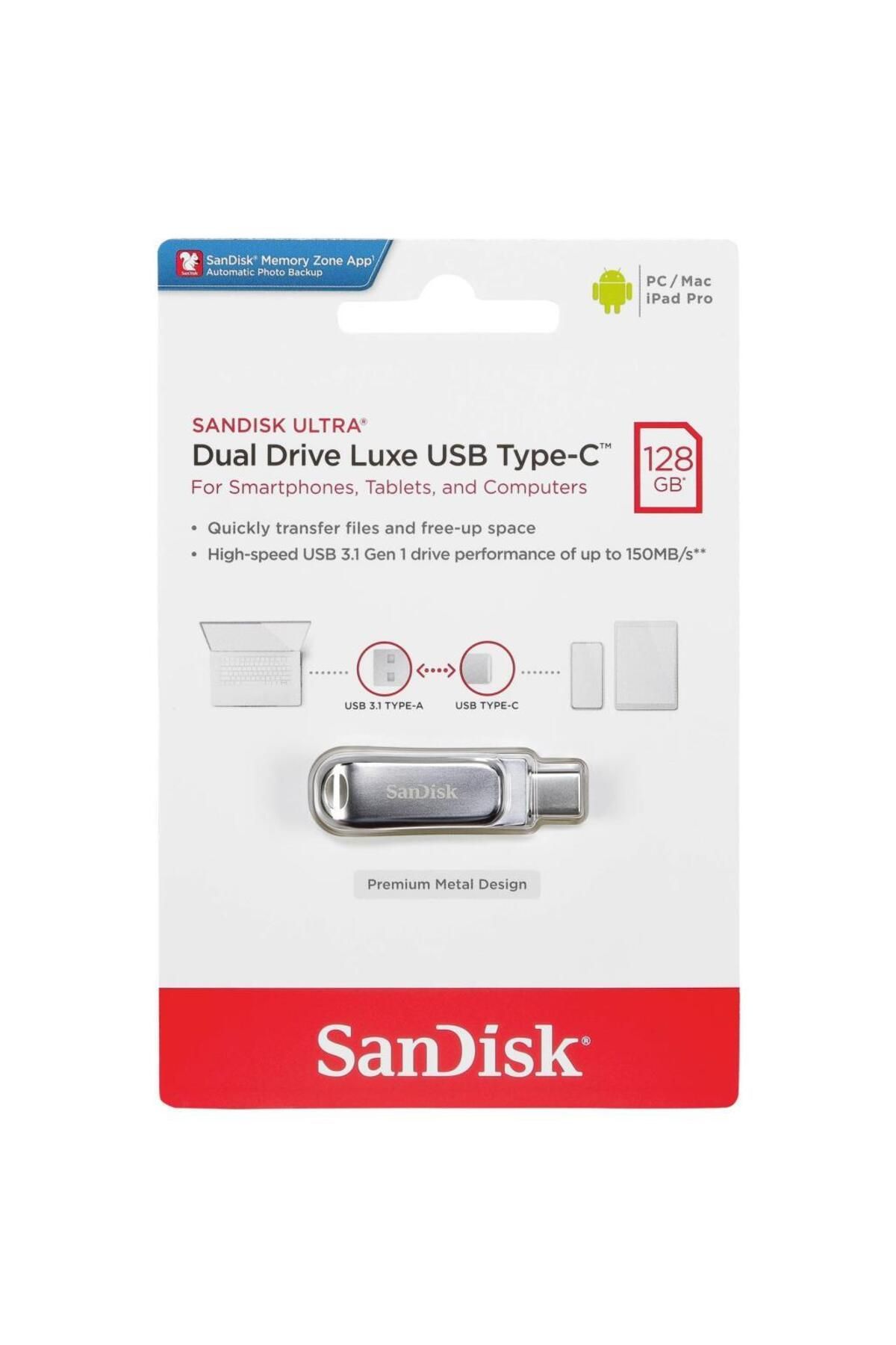 SanDisk 128gb Usb Ultra Dual Drive Luxe 3.1 Type-c Sdddc4-128g-g46